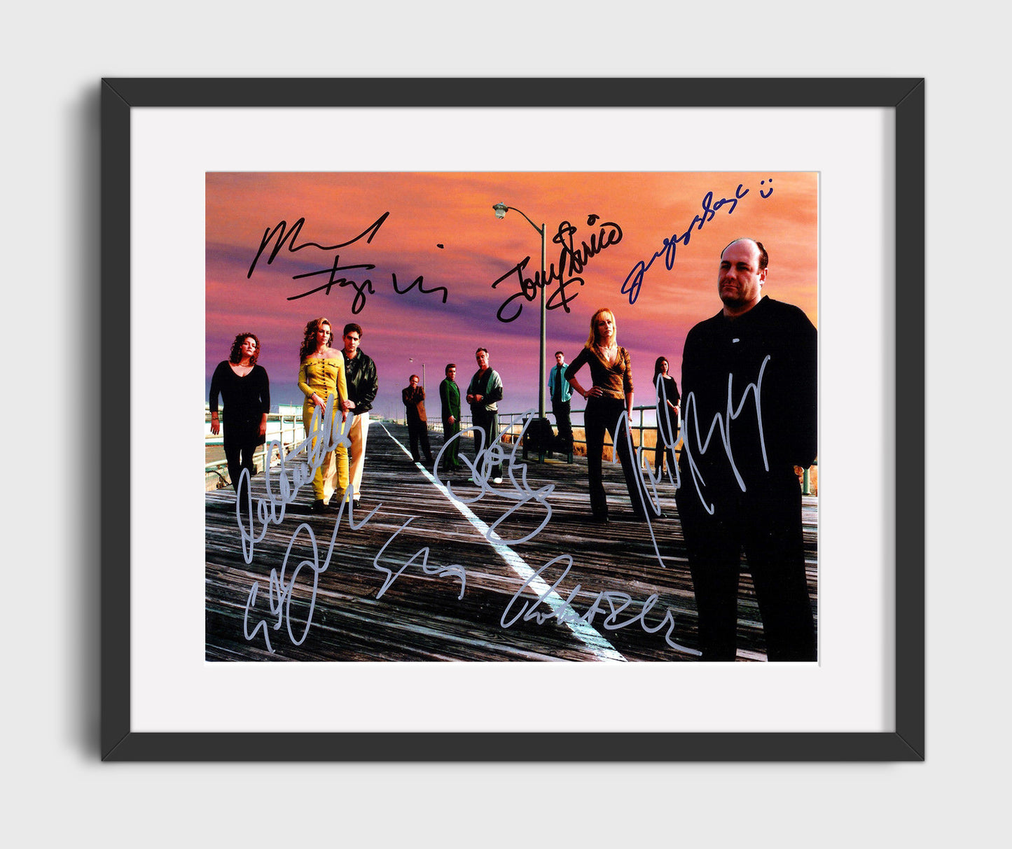 The Sopranos - James Gandolfini (Tony Soprano) Ensemble Cast Boardwalk Lineup - Gallery Frame television wall art