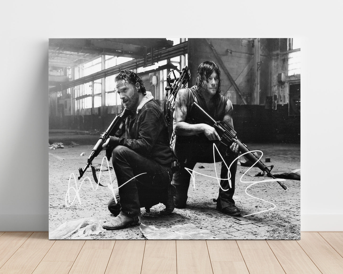 The Walking Dead - Andrew Lincoln (Rick Grimes) and Norman Reedus (Daryl Dixon) Armed Standoff Pose - Vintage Television Wall Art - 16x20 Unframed Print wall art print - television decor