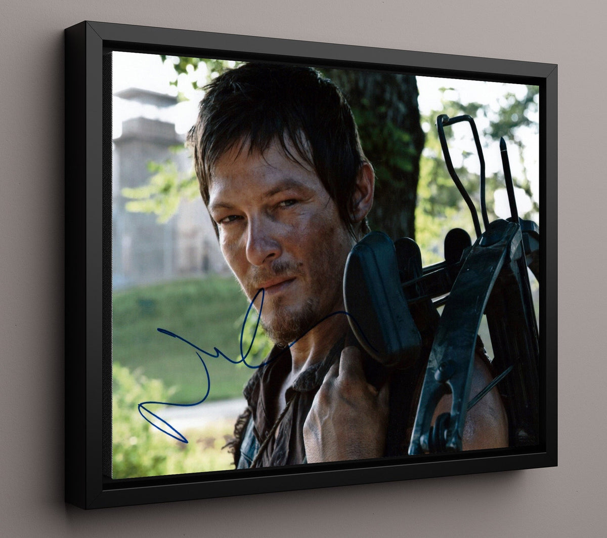 The Walking Dead - Norman Reedus (Daryl Dixon) Crossbow Shoulder - Framed Canvas television wall art