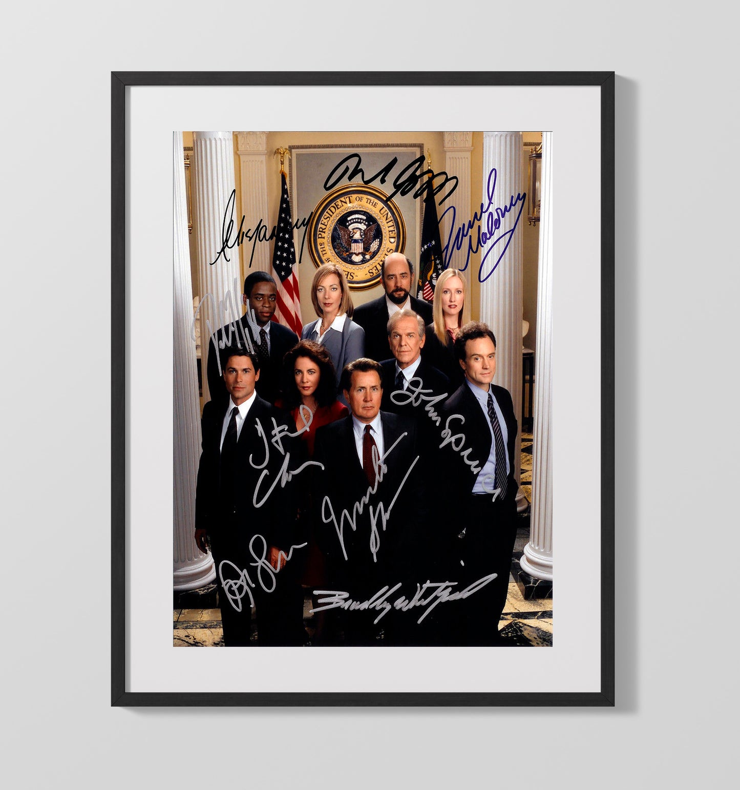 The West Wing - Martin Sheen (President Jed Bartlet) White House Ensemble Cast - Gallery Frame television wall art