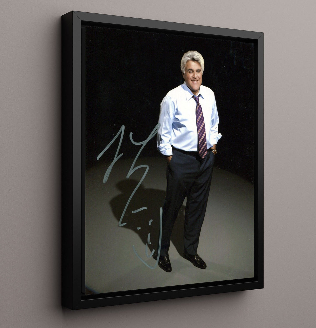 Tonight Show - Jay Leno Studio Host Standing Smiling - Framed Canvas television wall art