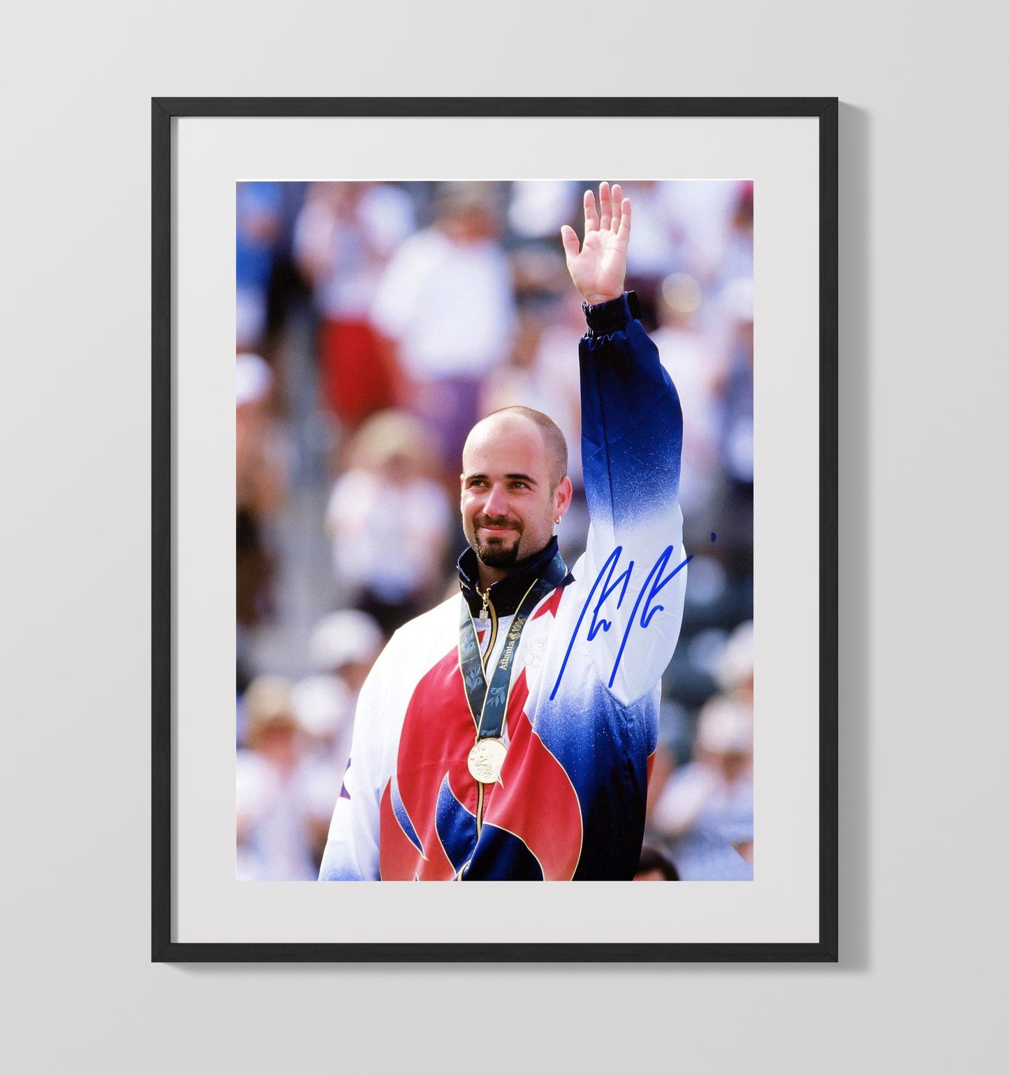 Andre Agassi - 1996 Olympic Gold Medal Ceremony Vintage Tennis Wall Art - 20x24 Canvas