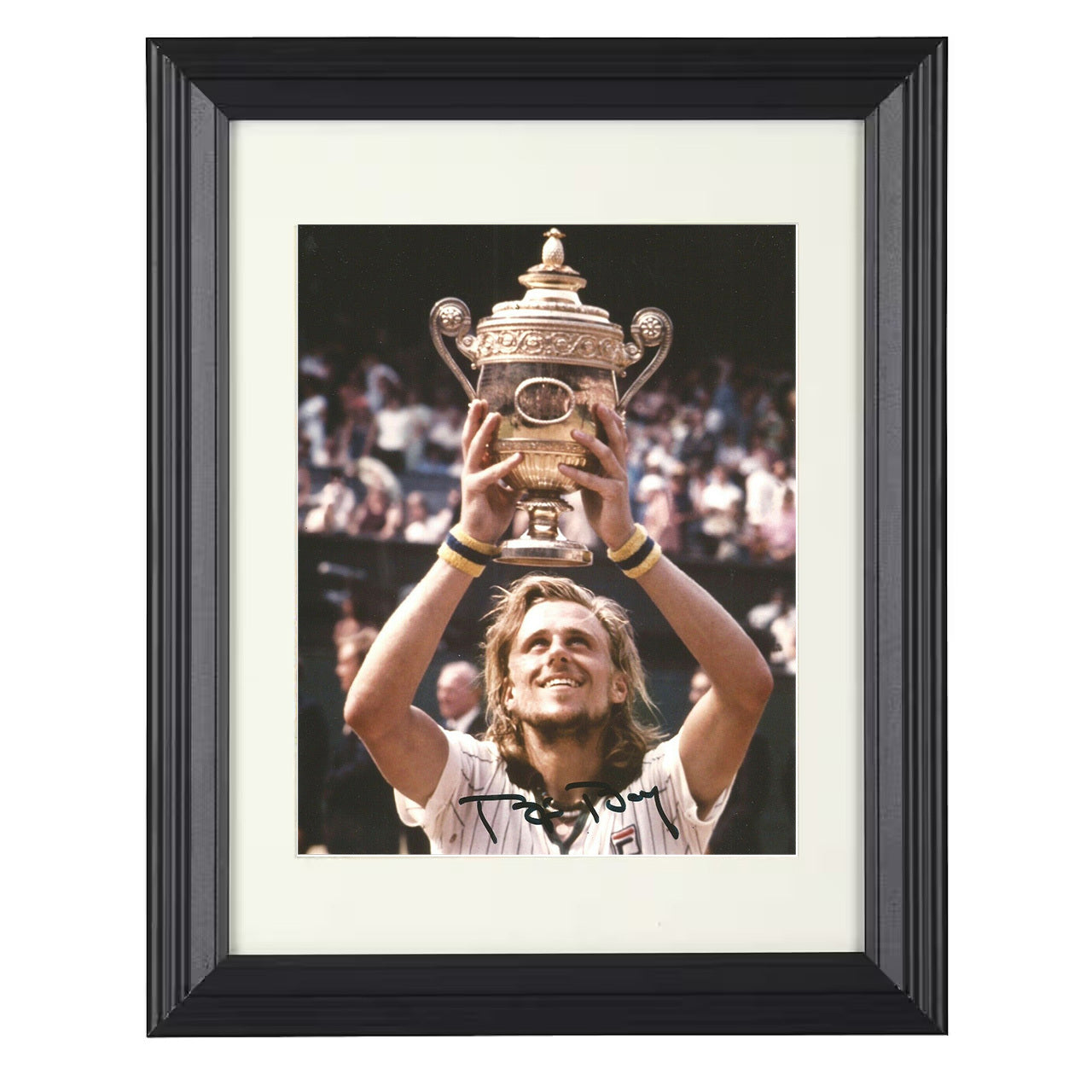 Björn Borg – Wimbledon Champion Celebration 8x10 matted black framed tennis wall art