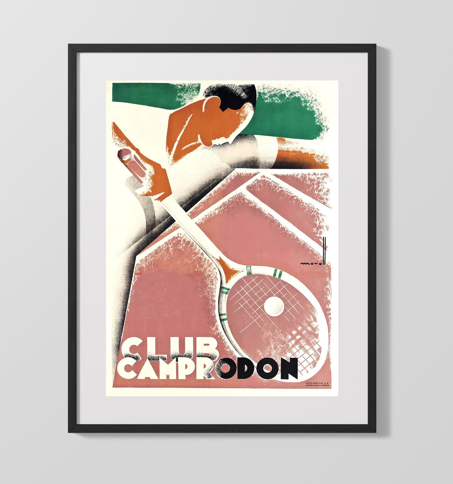 Club Camprodon - Vintage Bold Swing Poster Vintage Tennis Wall Art - 20x24 Canvas