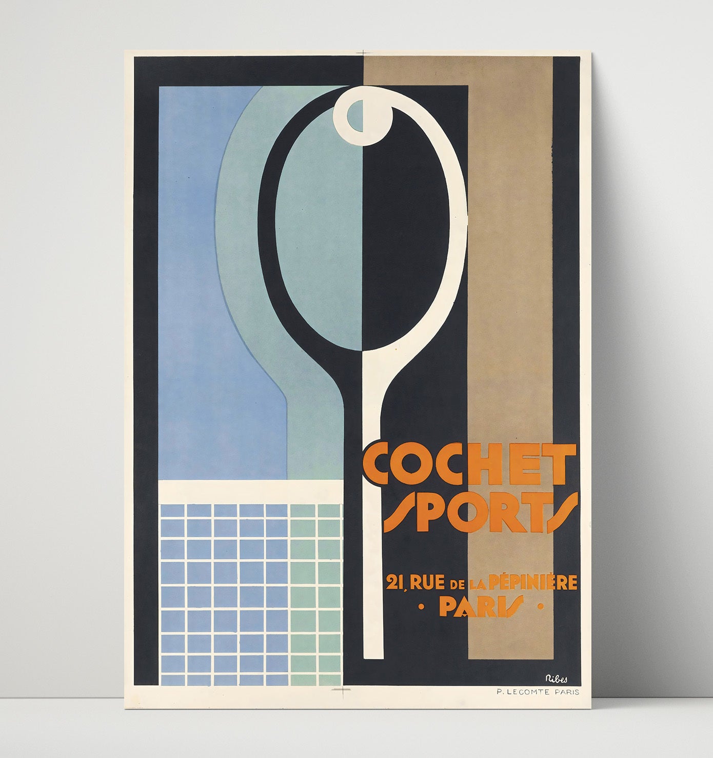 Cochet Sports Paris - Art Deco Racket Design Tennis Wall Art 16x20 Unframed Print wall art print – Tennis Wall Art decor