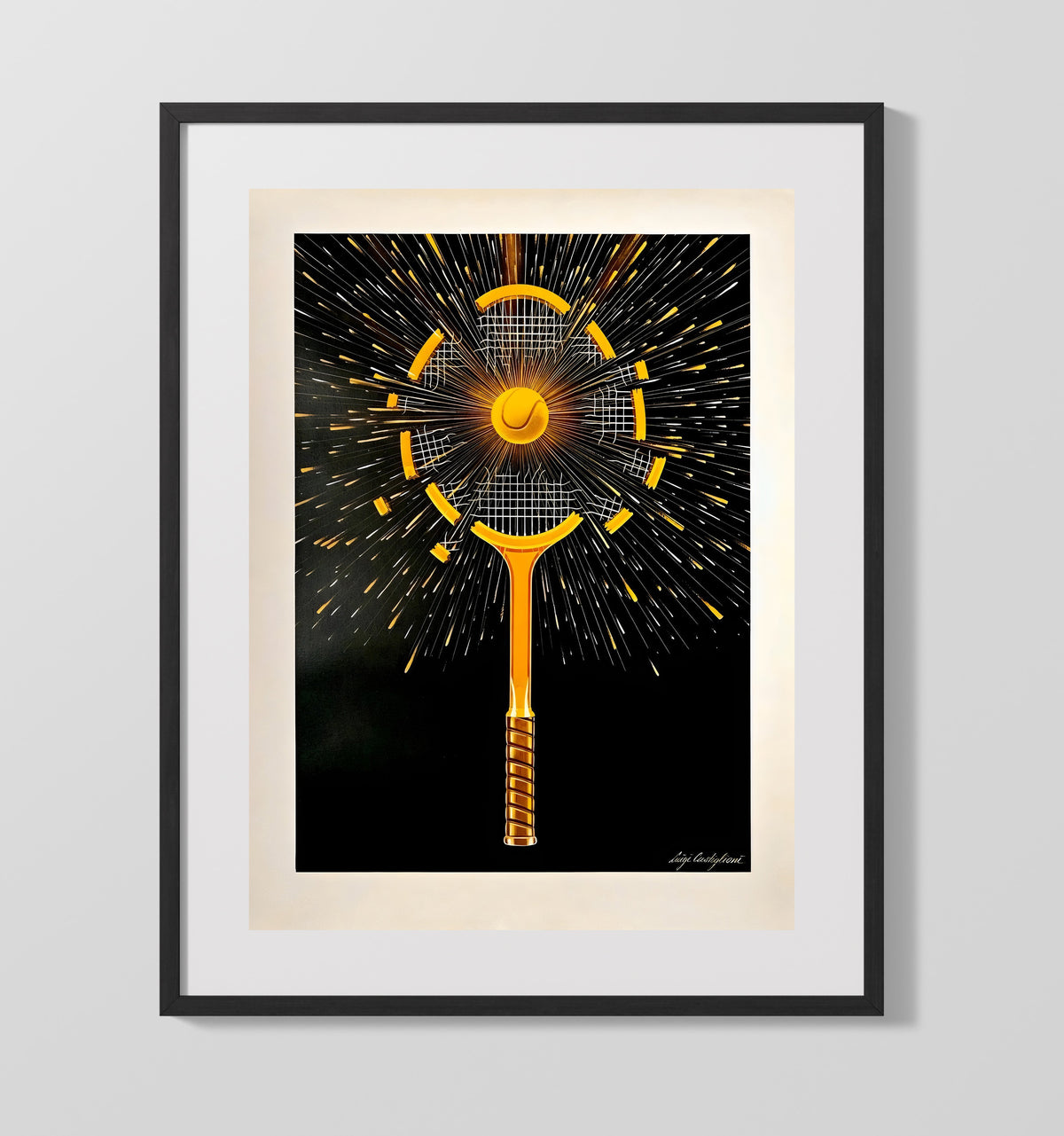 Exploding Racket - Power Smash Graphic Vintage Tennis Wall Art - 20x24 Canvas