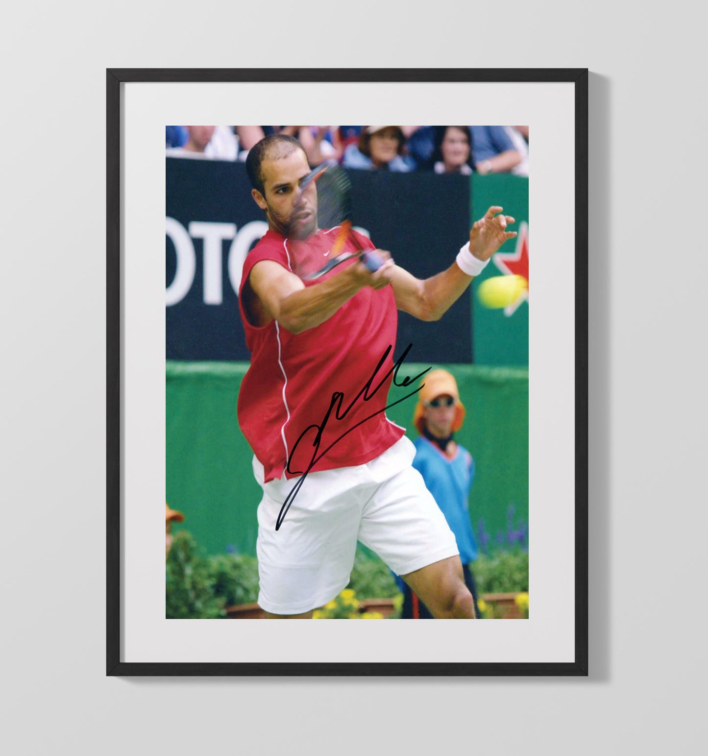 James Blake - Red Shirt Forehand Action Vintage Tennis Wall Art - 20x24 Canvas