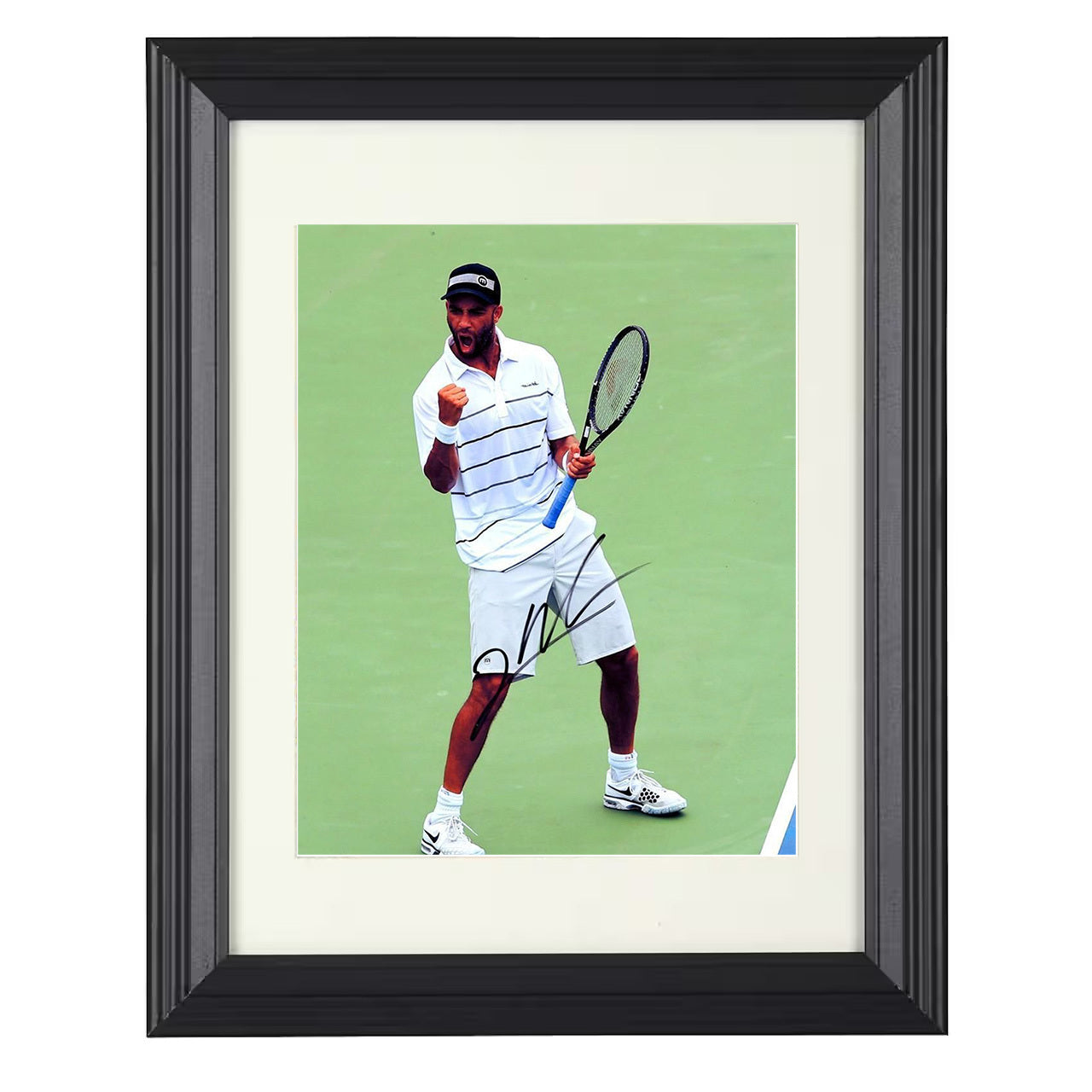 James Blake – Victory Fist Pump 8x10 matted black framed tennis wall art