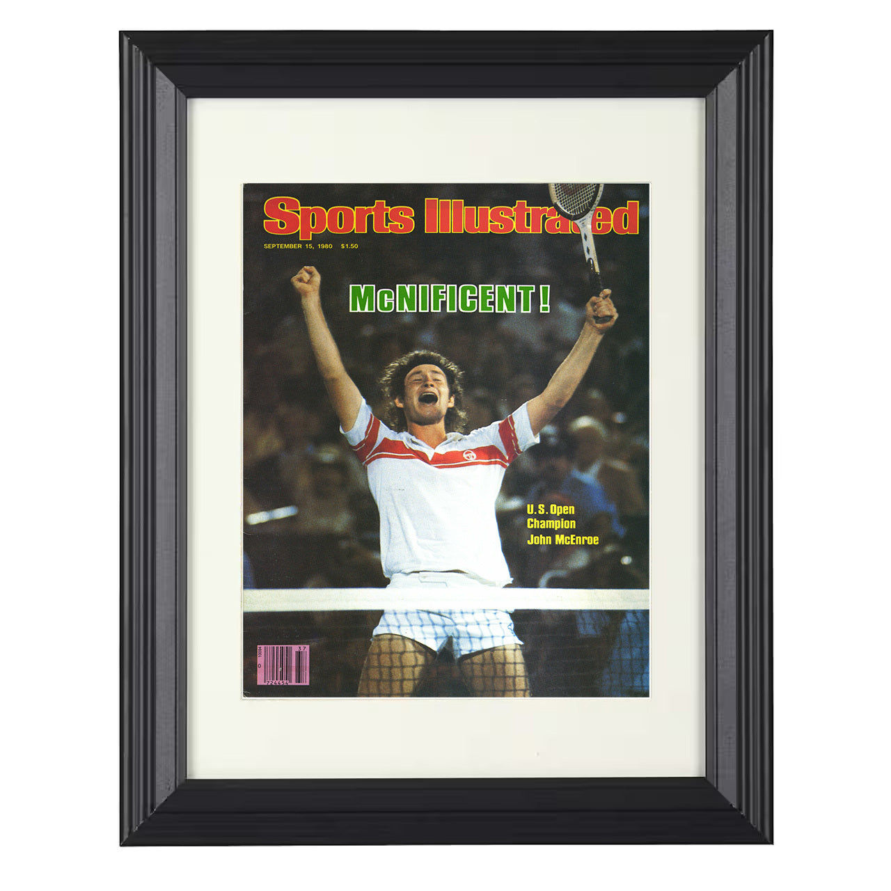 John McEnroe – US Open Champion 1980 SI 8x10 matted black framed tennis wall art