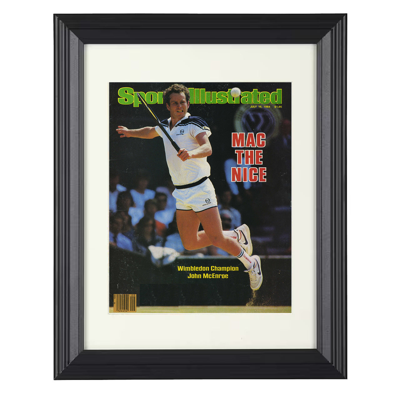 John McEnroe – Wimbledon Champion 1984 SI 8x10 matted black framed tennis wall art
