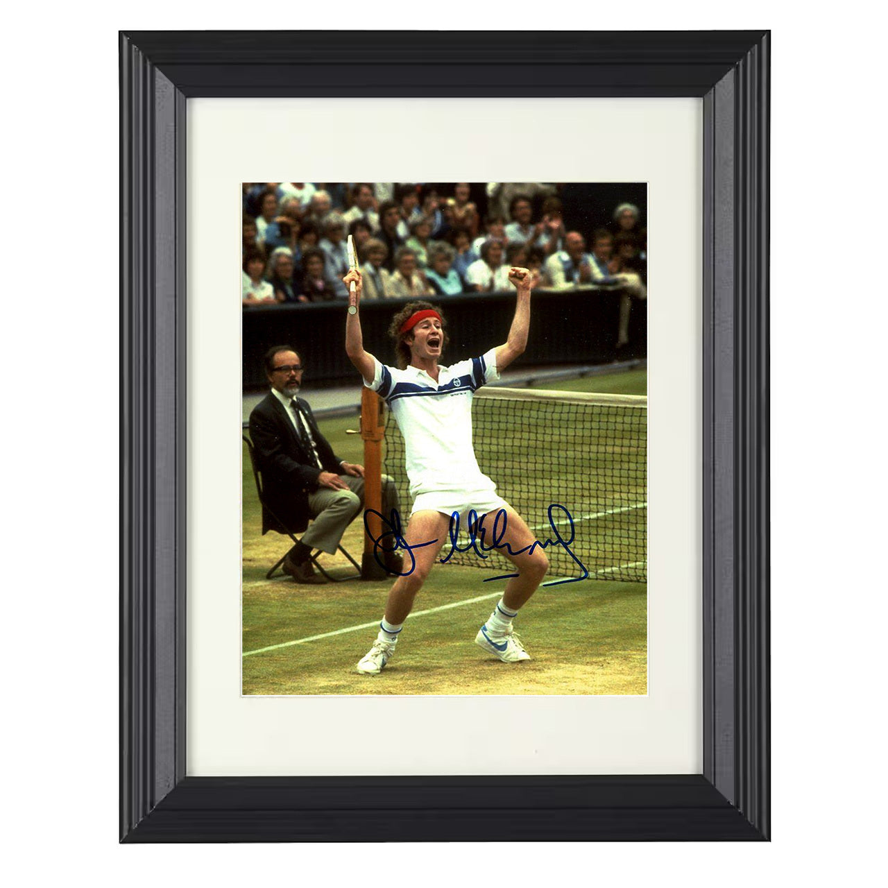 John McEnroe – Wimbledon Celebration Pose 8x10 matted black framed tennis wall art