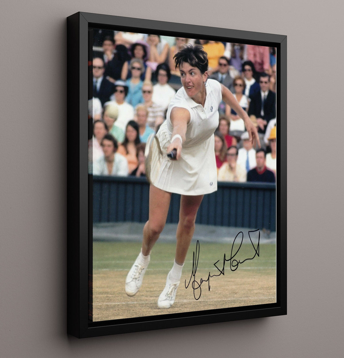 Margaret Court - Wimbledon Forehand Action Vintage Tennis Wall Art - 16x20 Gallery Frame