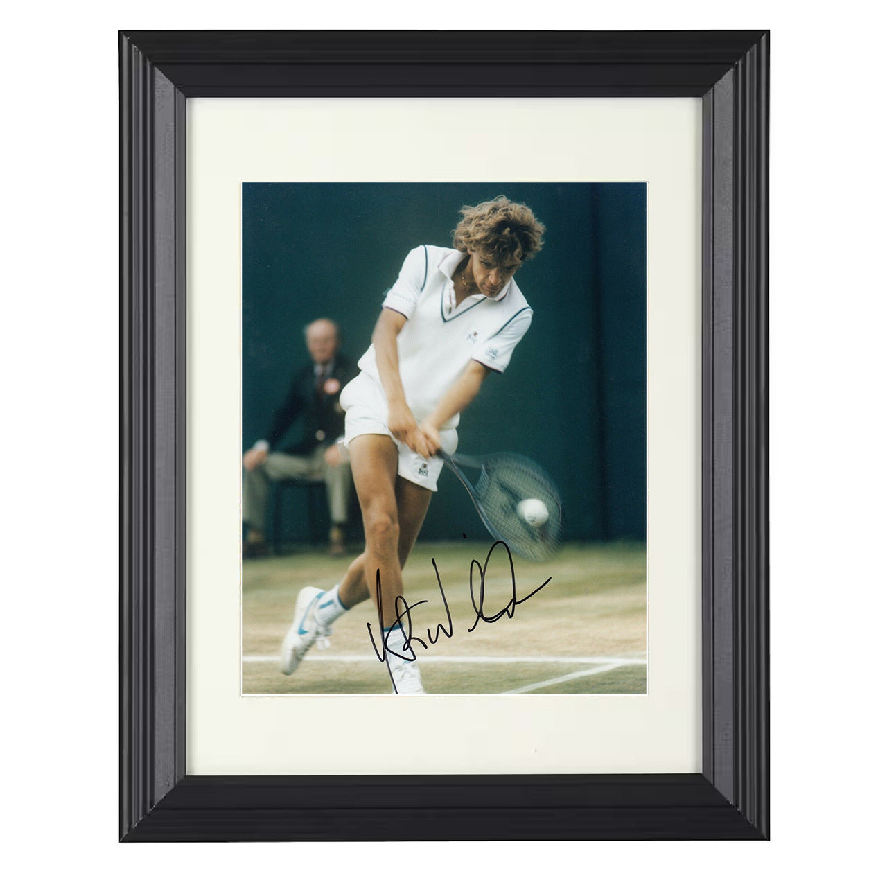 Mats Wilander – Baseline Forehand Drive 8x10 matted black framed tennis wall art