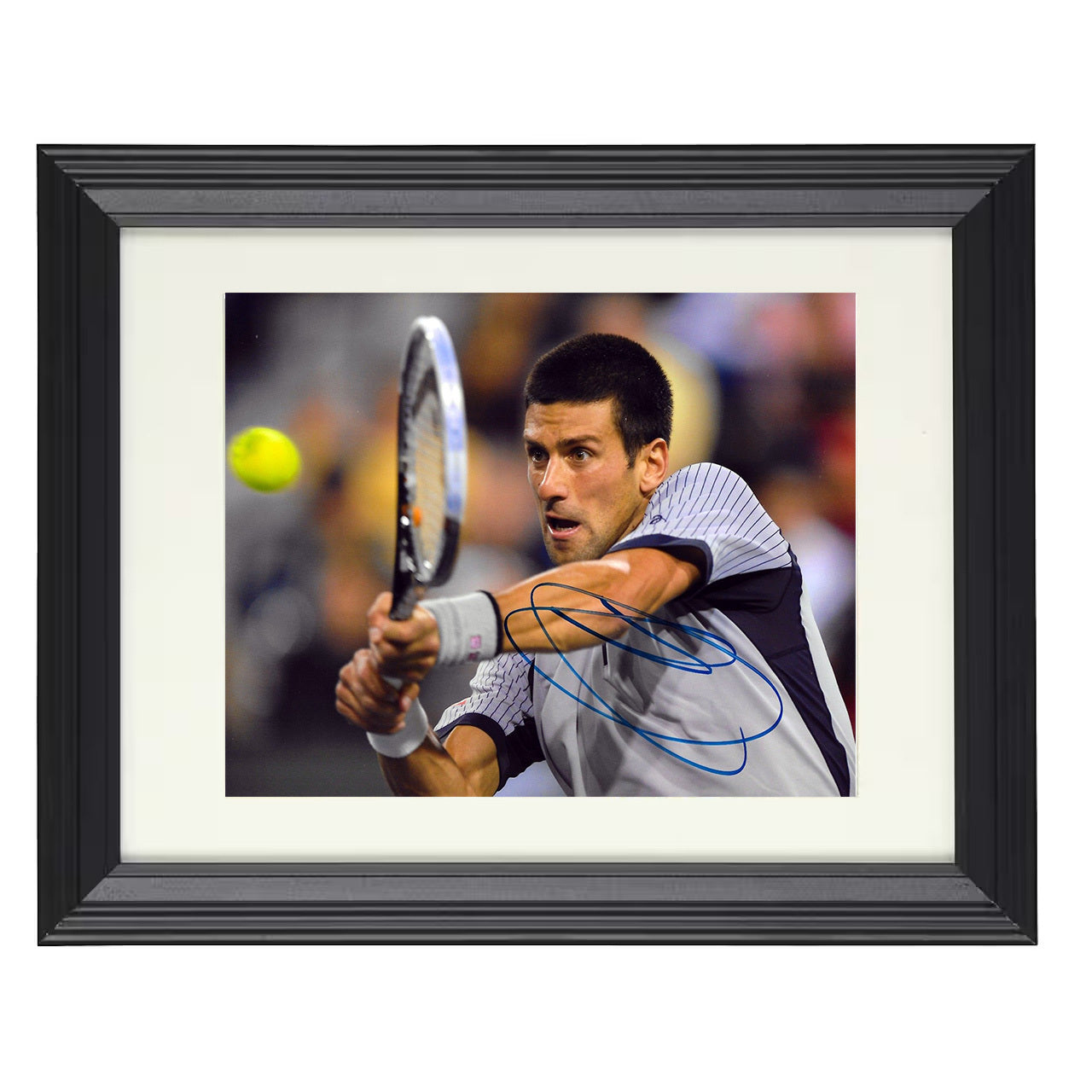 Novak Djokovic – Backhand Return 8x10 matted black framed tennis wall art