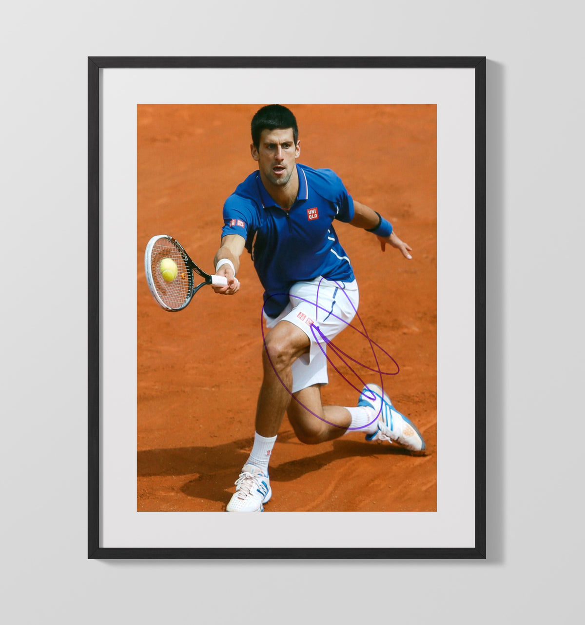 Novak Djokovic - Clay Court Backhand Reach Vintage Tennis Wall Art - 20x24 Canvas