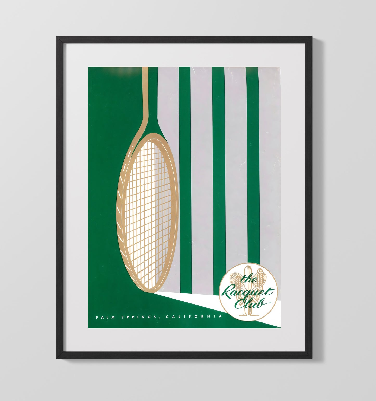 Racquet Club Palm Springs - Desert Stripe Design Vintage Tennis Wall Art - 20x24 Canvas