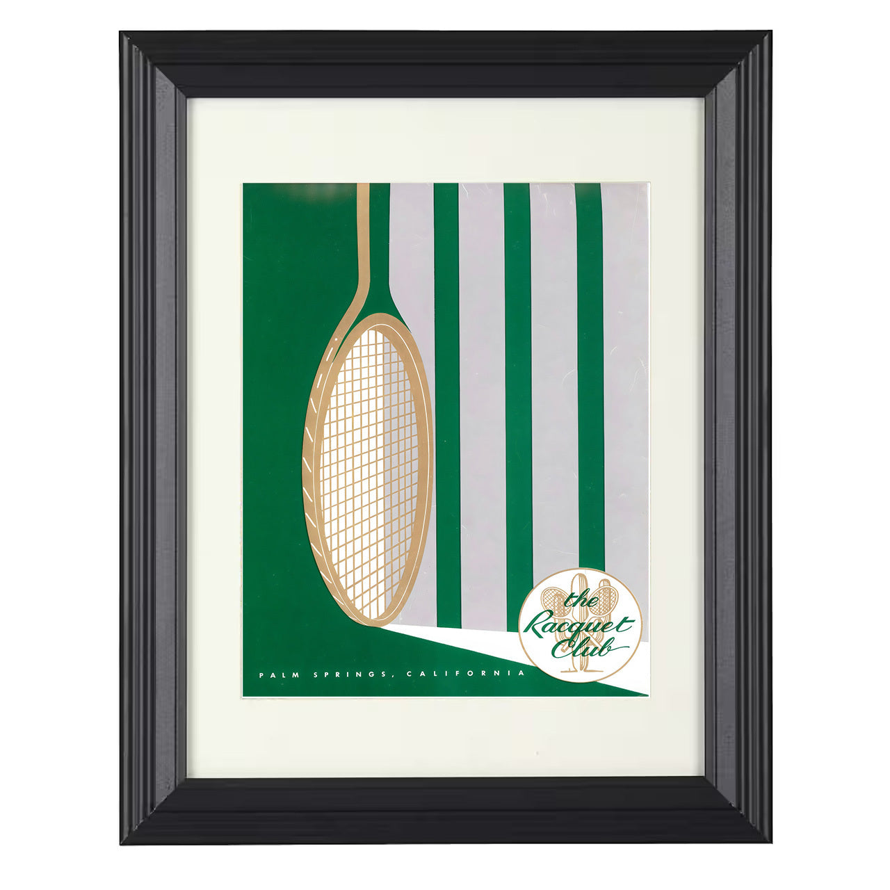 Racquet Club Palm Springs – Desert Stripe Design 8x10 matted black framed tennis wall art