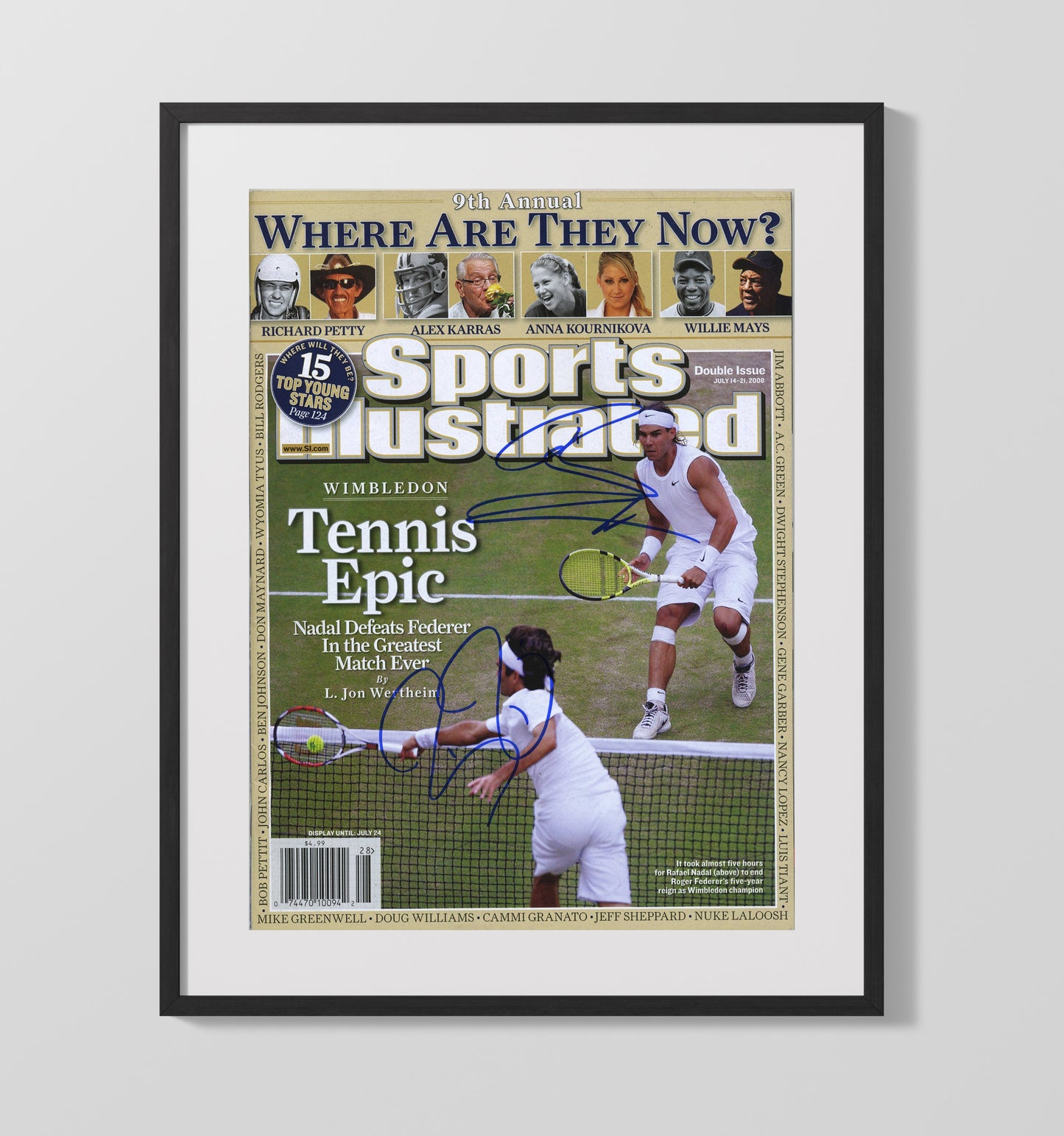 Rafael Nadal vs Roger Federer - 2008 SI Cover Wimbledon Epic Vintage Tennis Wall Art - 20x24 Canvas