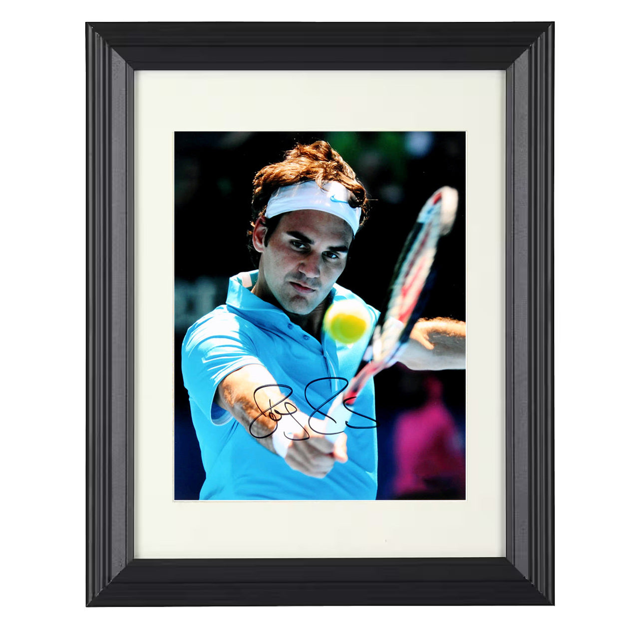 Roger Federer – Smooth Backhand Precision 8x10 matted black framed tennis wall art