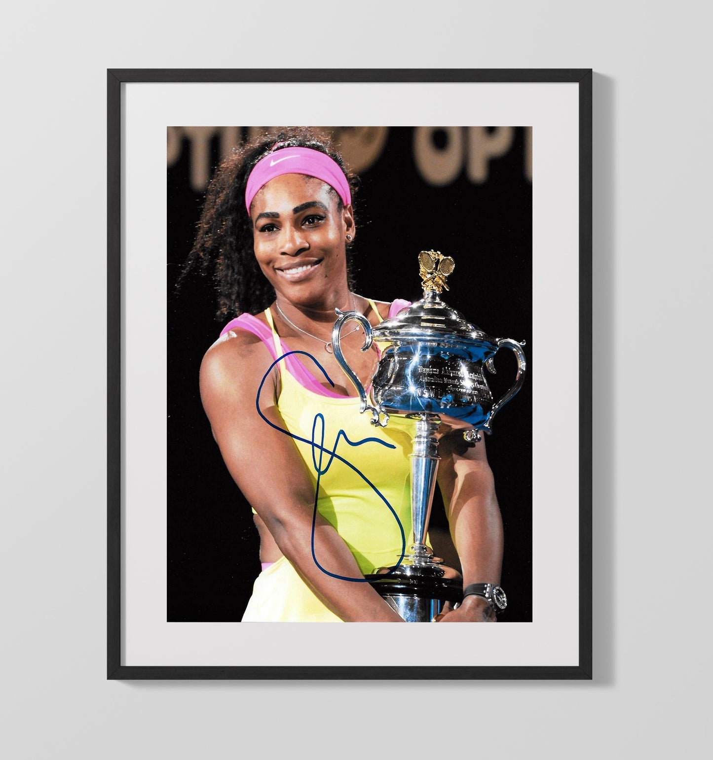 Serena Williams - Grand Slam Trophy Celebration Vintage Tennis Wall Art - 20x24 Canvas