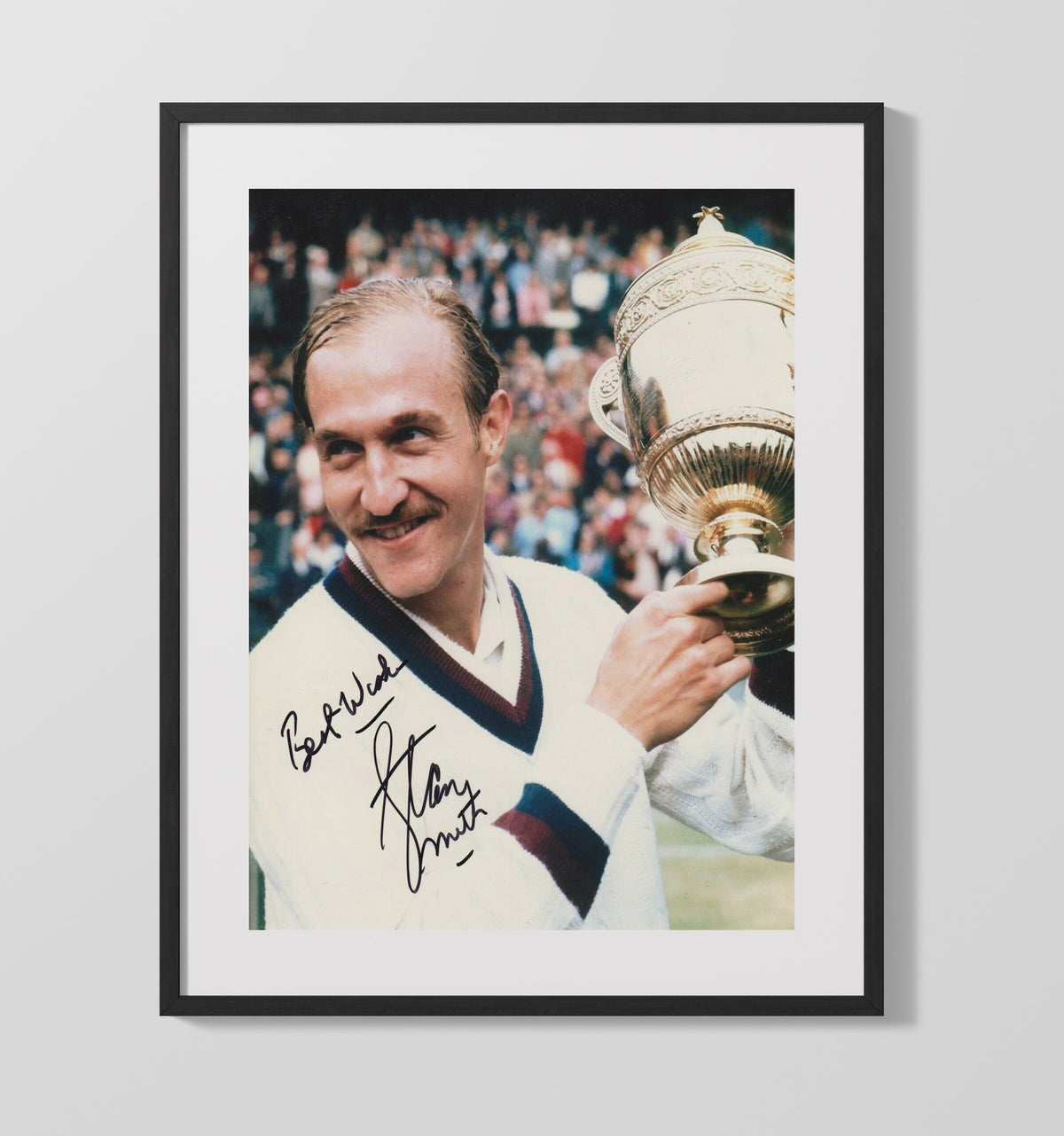 Stan Smith - Wimbledon Trophy Celebration Vintage Tennis Wall Art - 20x24 Canvas