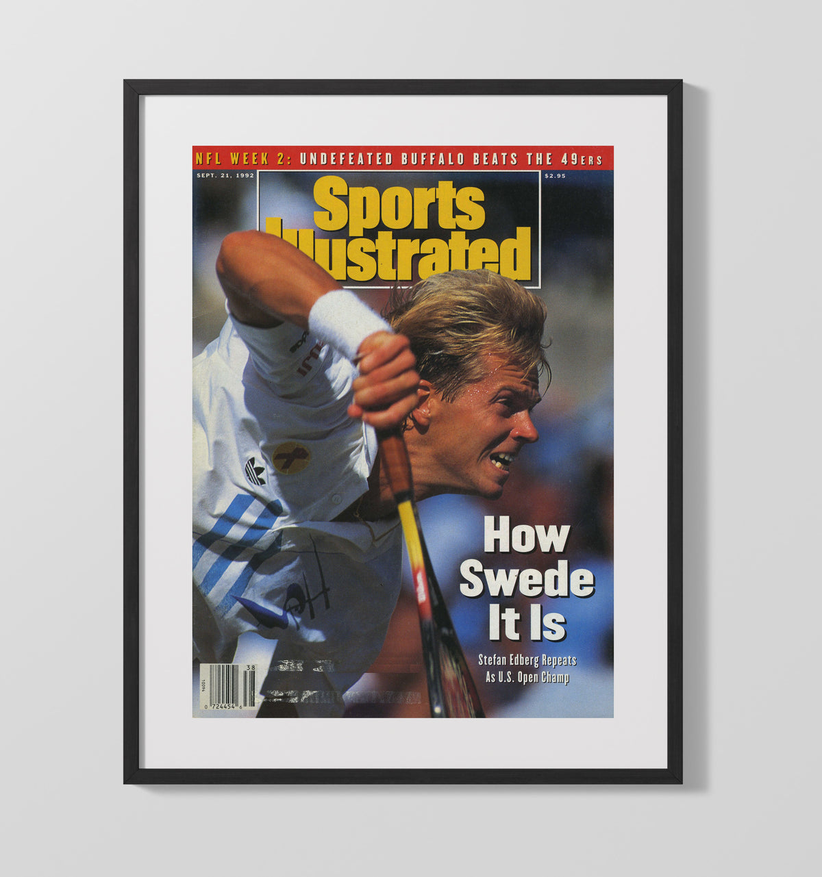 Stefan Edberg - 1992 SI US Open Champion Vintage Tennis Wall Art - 20x24 Canvas