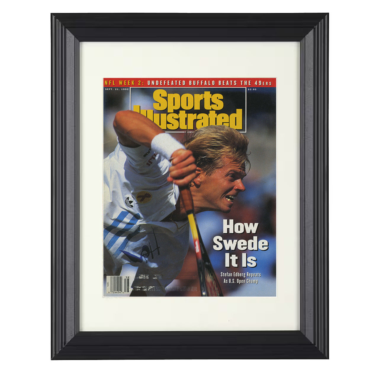 Stefan Edberg – US Open Champion 1992 SI 8x10 matted black framed tennis wall art