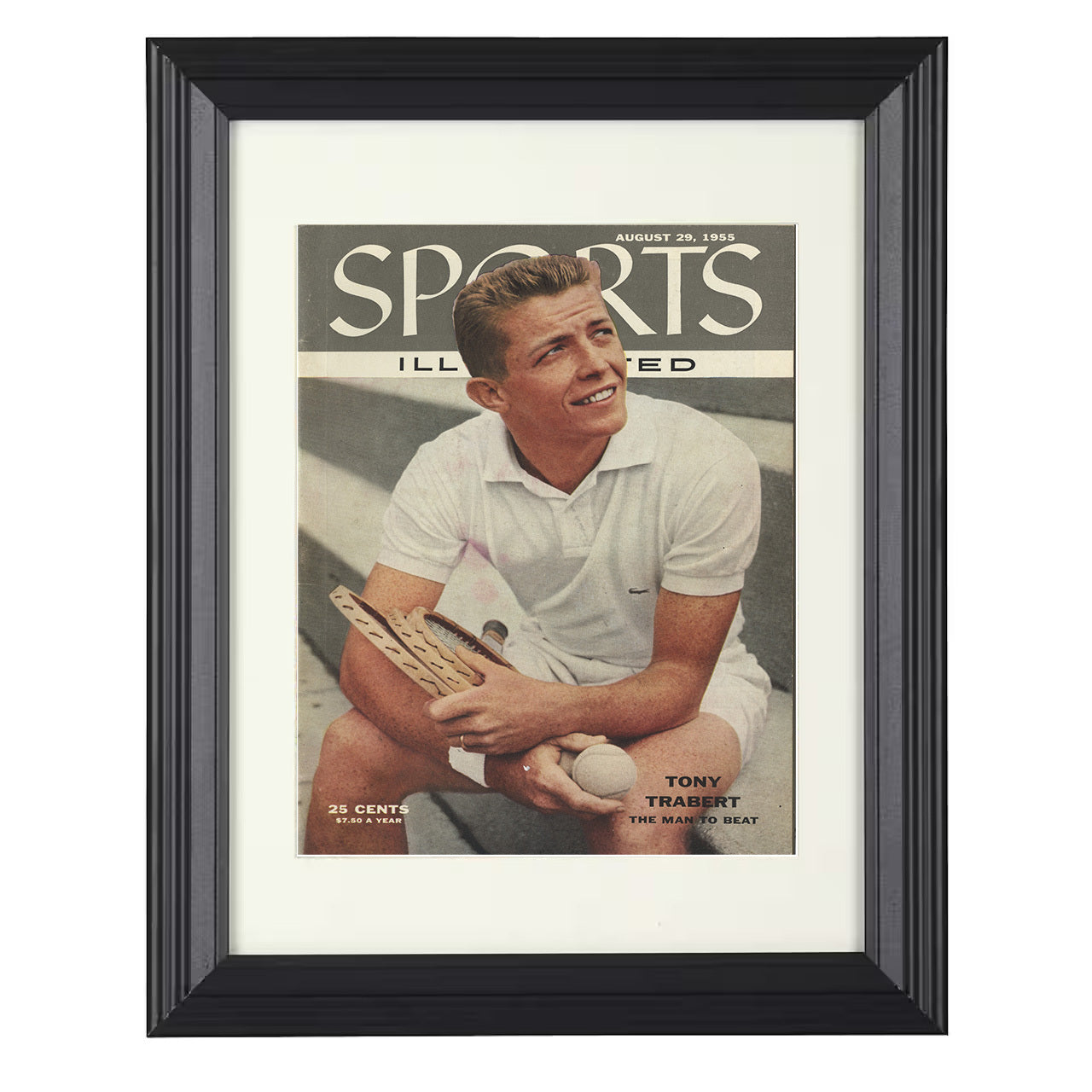Tony Trabert – 1955 SI 8x10 matted black framed tennis wall art