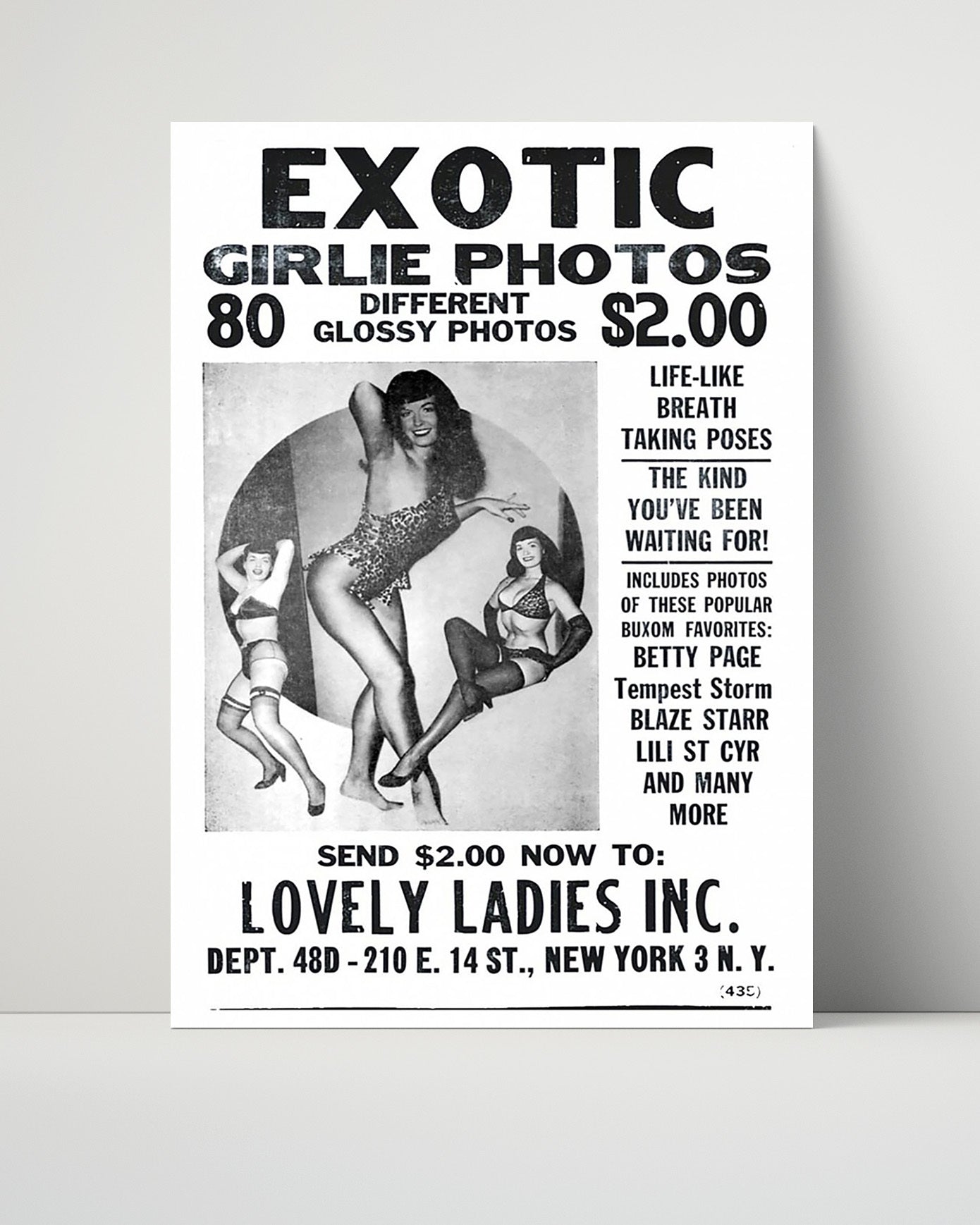 Vintage Advertisement Poster - Girlie Photos - Glamour for two bucks 16x20 Unframed Print vintage advertising wall art print – Vintage Advertising decor