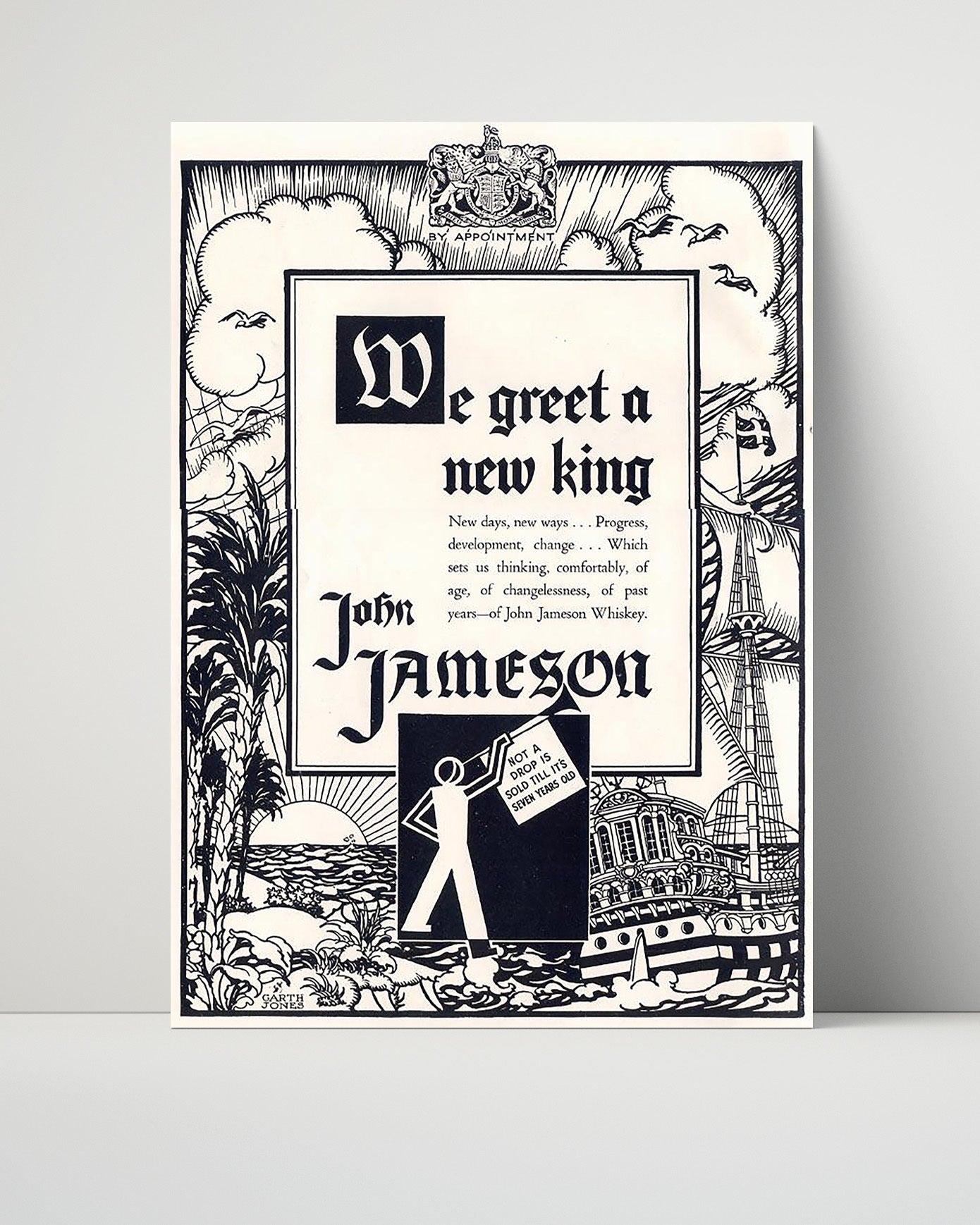 Vintage Advertisement Poster - John Jameson Whiskey - Long live the new king of spirits 16x20 Unframed Print vintage advertising wall art print – Vintage Advertising decor