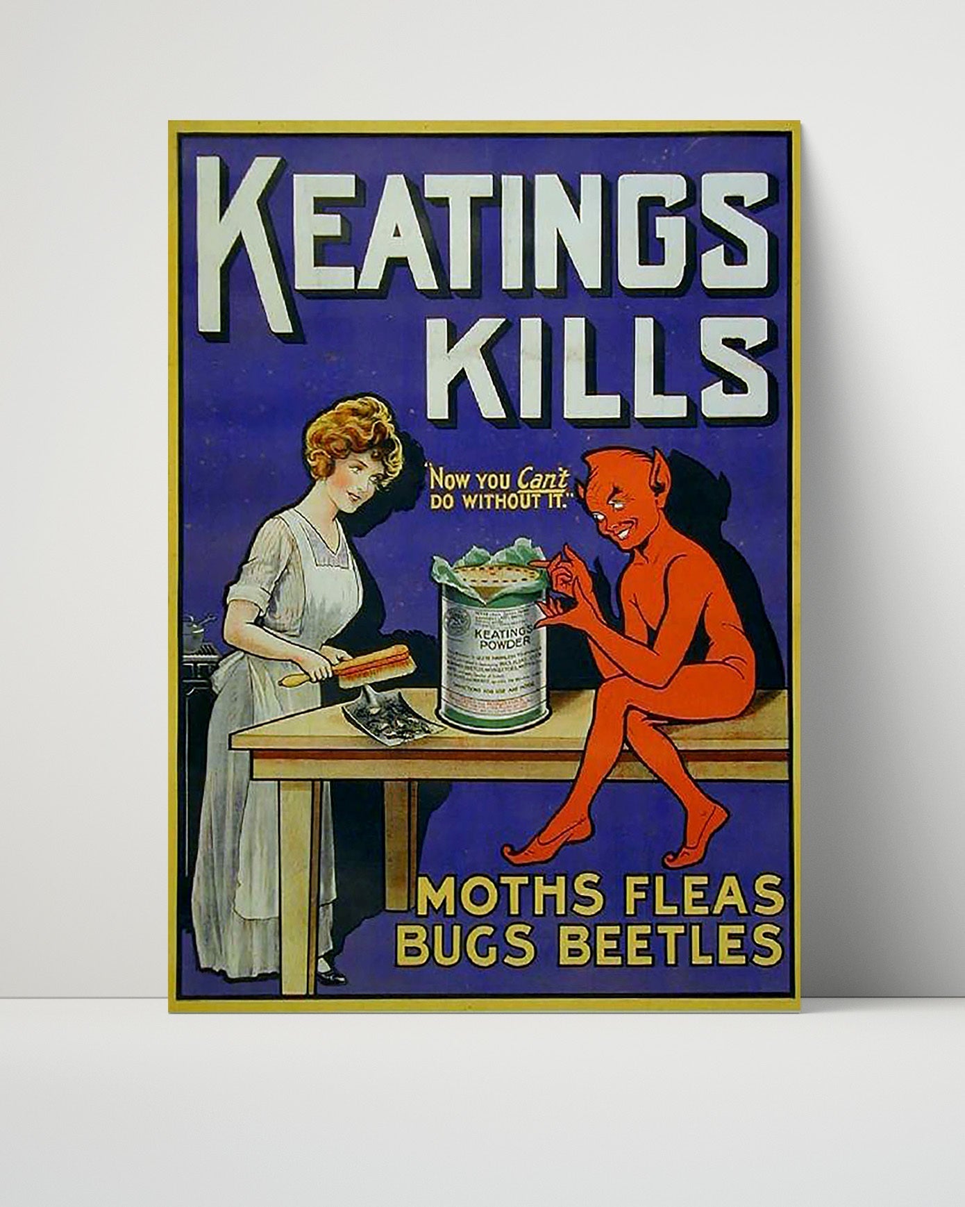 Vintage Advertisement Poster - Keatings Kills - Even the devil hates pests 16x20 Unframed Print vintage advertising wall art print – Vintage Advertising decor