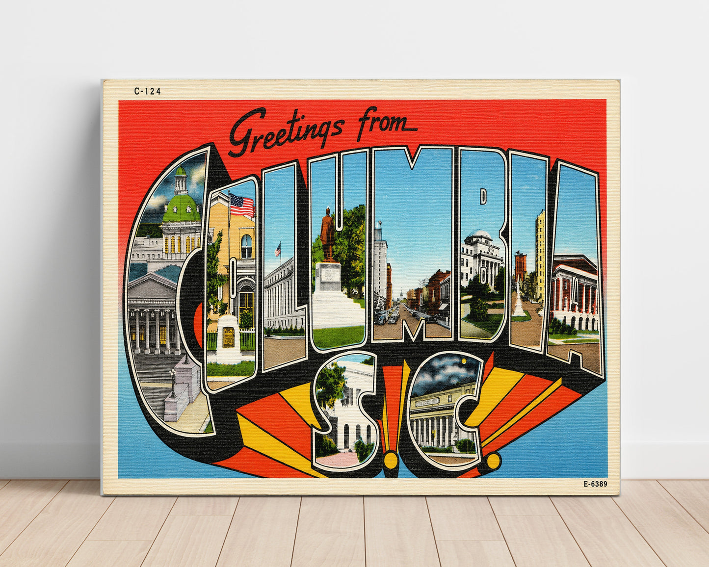Columbia, South Carolina Vintage Postcard - Vintage American Wall Art Unframed 8x10 in Plastic Sleeve wall art print – unframed decor