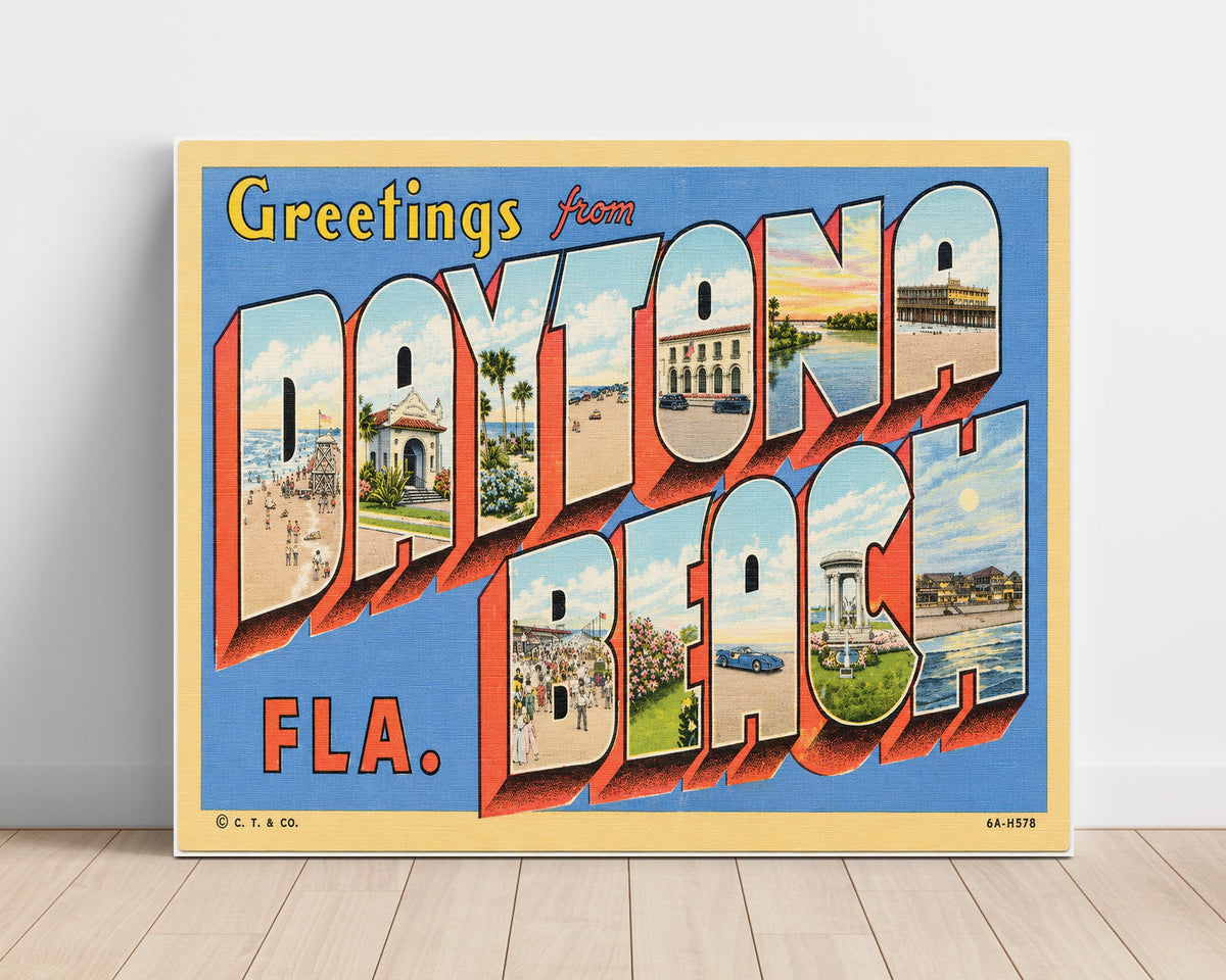 Greetings from Daytona Beach, Florida - Classic Design Postcard - 16x20 Unframed Print