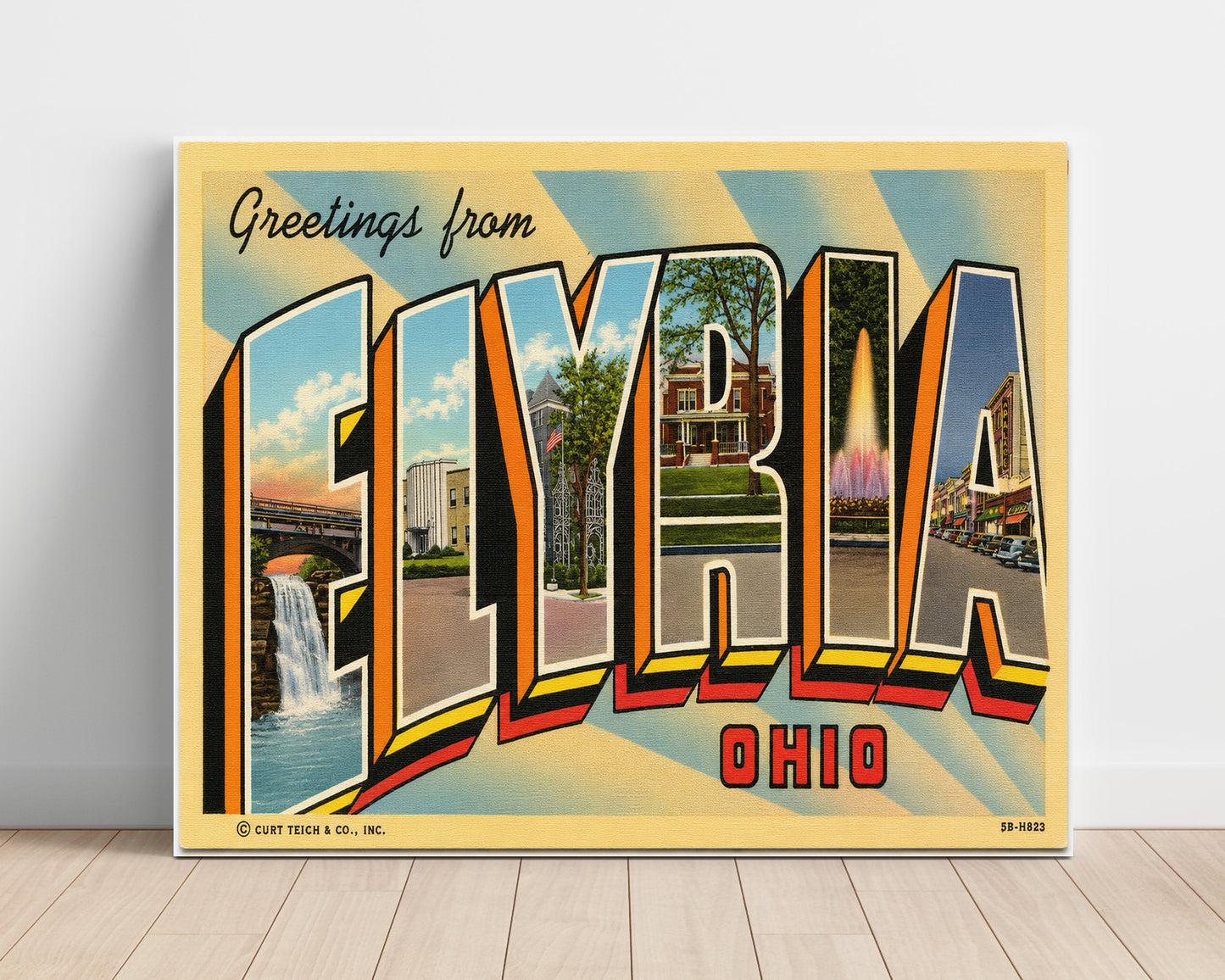 Elyria, Ohio Vintage Postcard - Vintage American Wall Art Unframed 8x10 in Plastic Sleeve wall art print – unframed decor