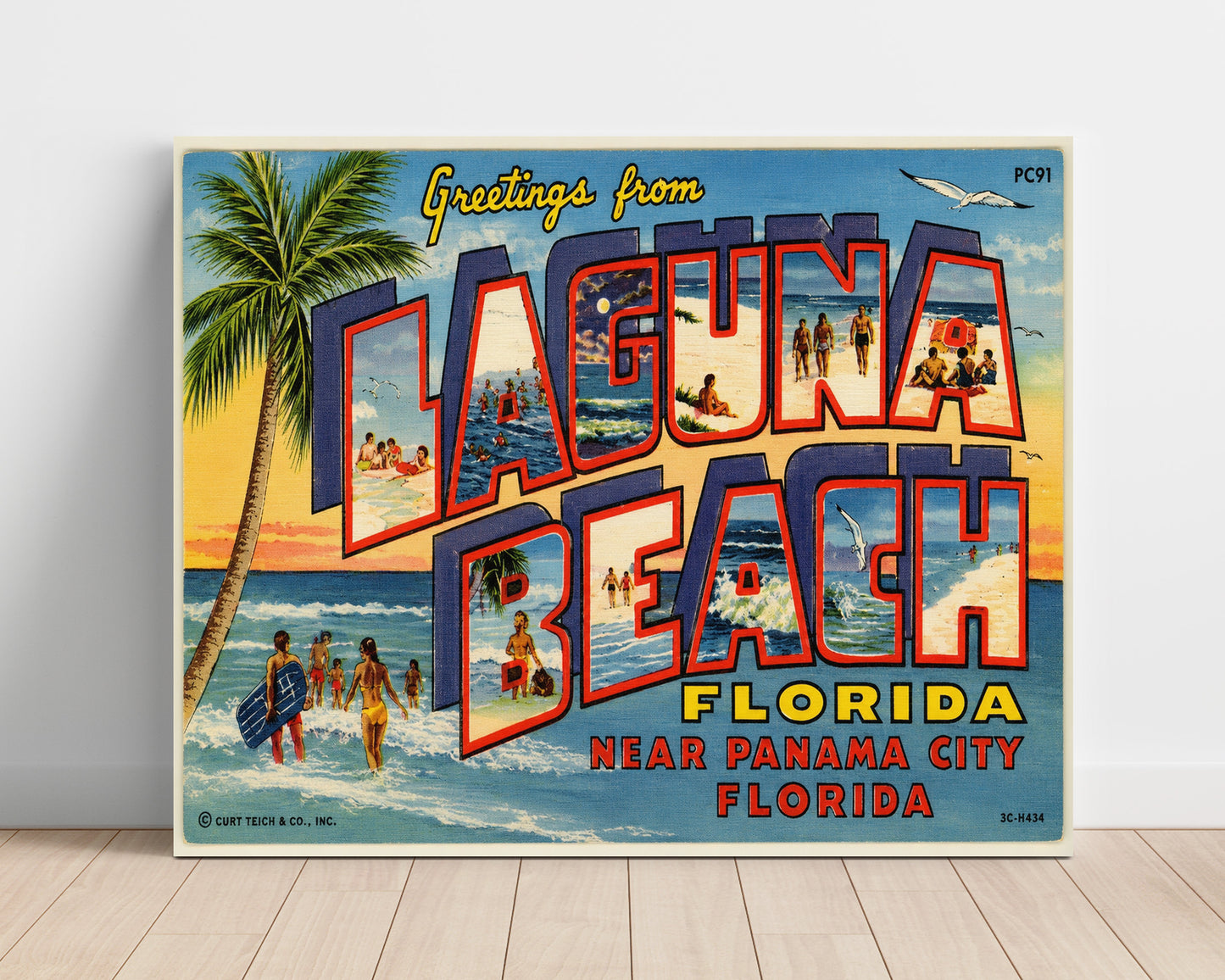 Laguna Beach Florida Near Panama City Vintage Postcard - Vintage American Wall Art Unframed 8x10 in Plastic Sleeve wall art print – unframed decor