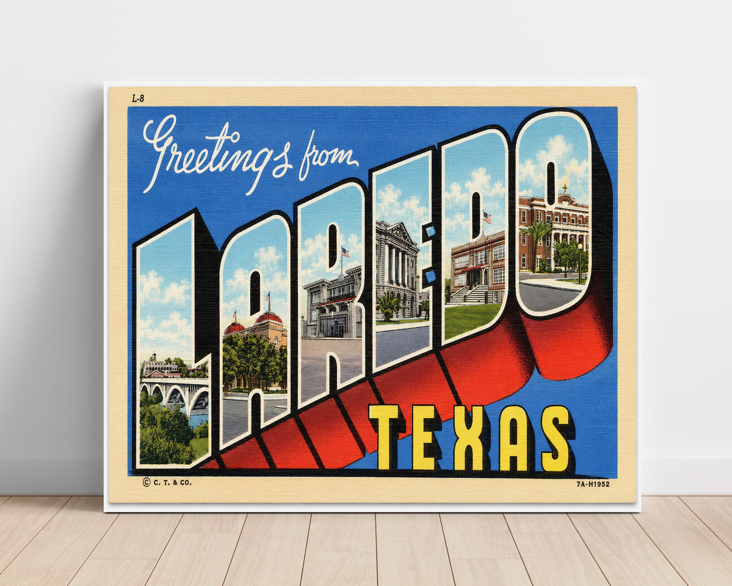 Laredo, Texas Vintage Postcard - Vintage American Wall Art Unframed 8x10 in Plastic Sleeve wall art print – unframed decor