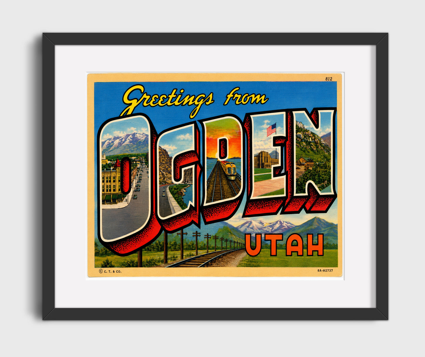 Greetings from Ogden, Utah 16x20 Gallery Frame vintage postcard wall art