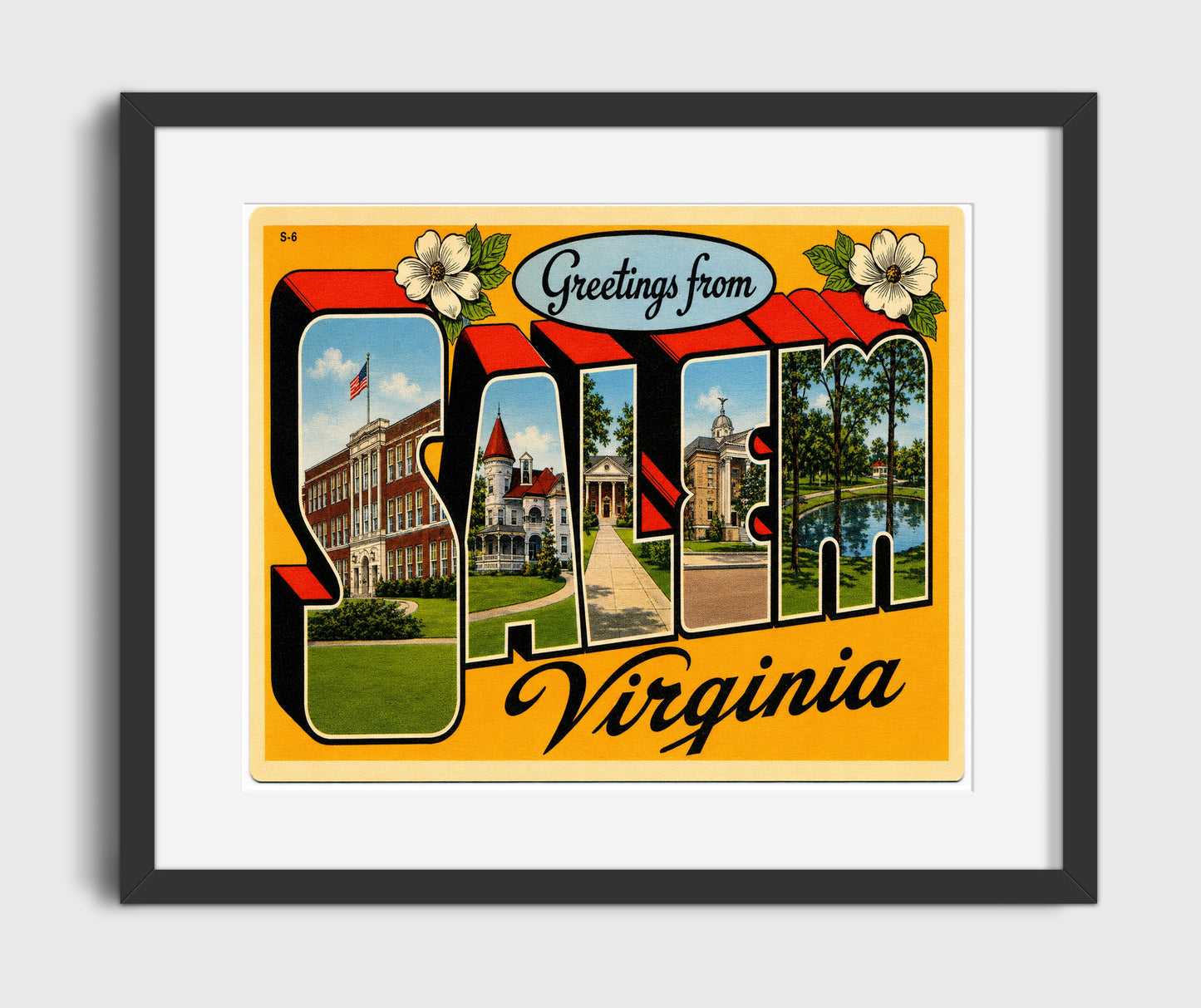 Greetings from Salem, Virginia 16x20 Gallery Frame vintage postcard wall art