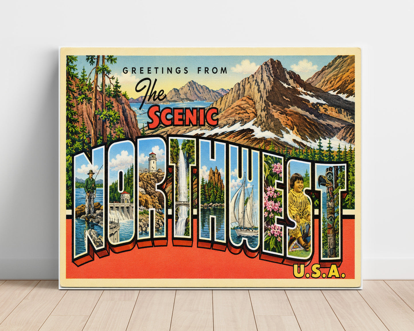 Scenic Northwest USA Vintage Postcard - Vintage American Wall Art Unframed 8x10 in Plastic Sleeve wall art print – unframed decor