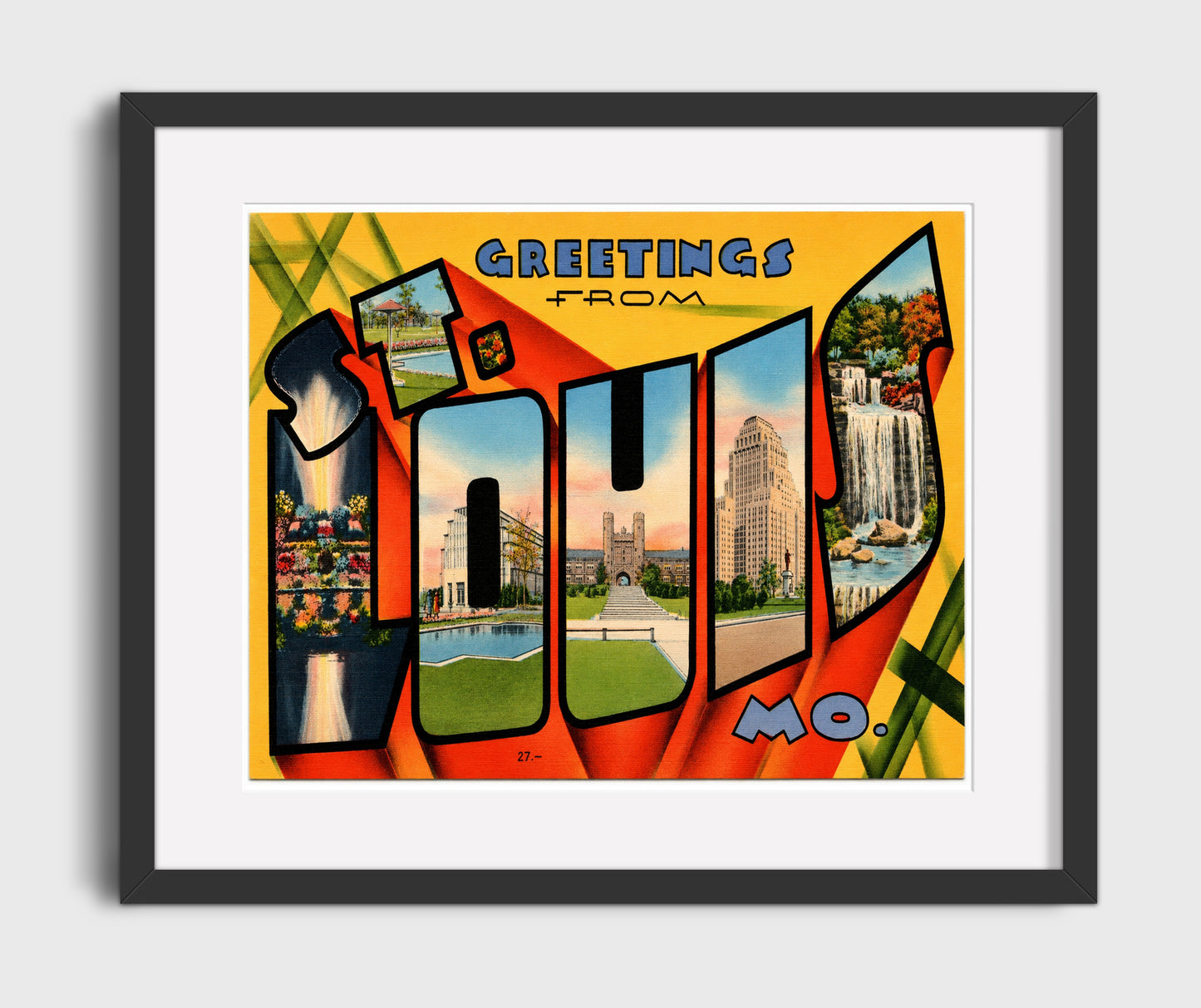 Greetings from St. Louis, Missouri 16x20 Gallery Frame vintage postcard wall art