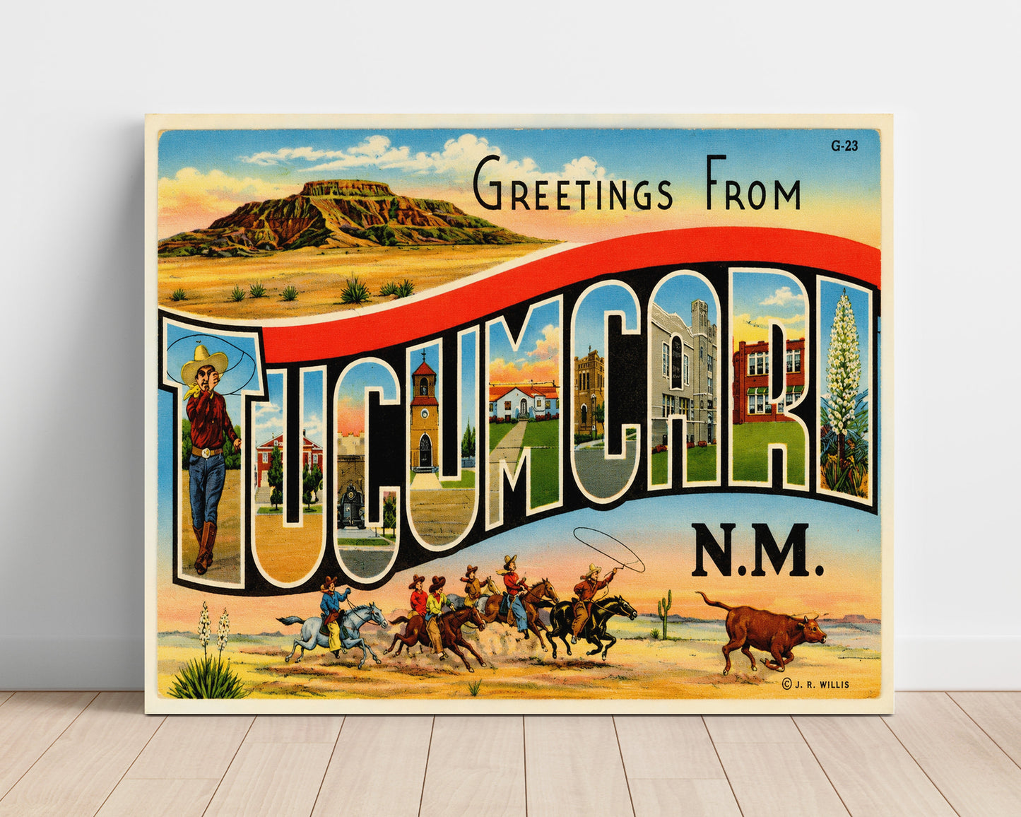 Tucumcari, New Mexico Vintage Postcard - Vintage American Wall Art Unframed 8x10 in Plastic Sleeve wall art print – unframed decor