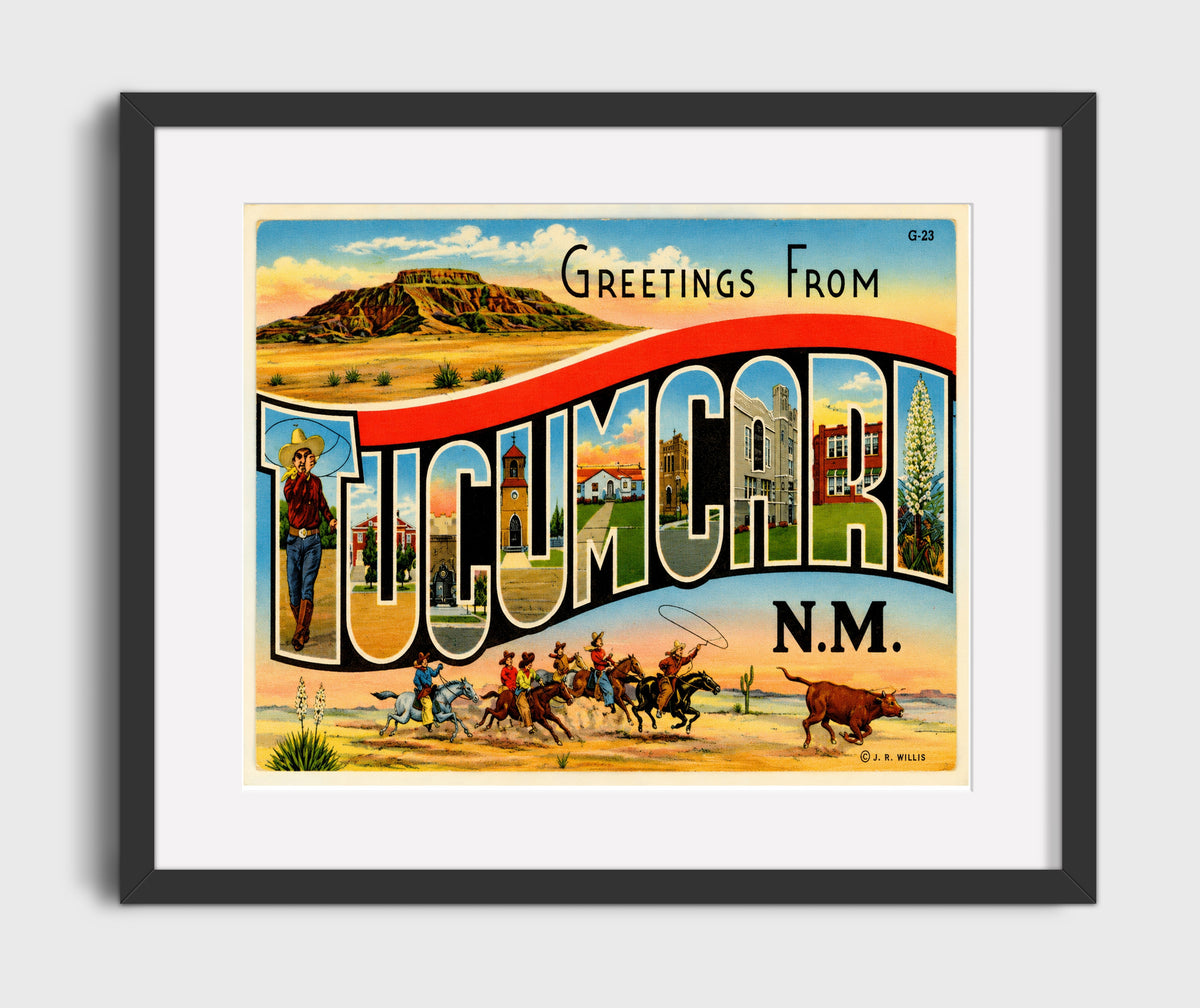 Greetings from Tucumcari, New Mexico 16x20 Gallery Frame vintage postcard wall art