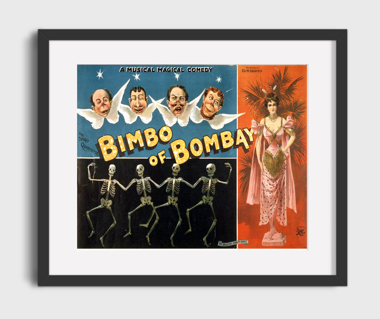 Bimbo of Bombay - Skeleton Dance - Magic Poster - 16x20 Gallery Frame