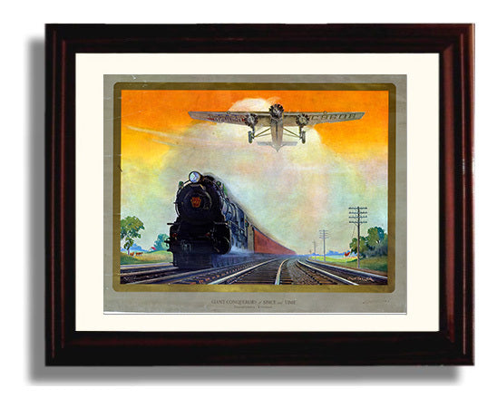 Giant Conquerors of Space and Time - Industrial Steam Train Art - Railroad Poster - 16x20 Gallery Frame