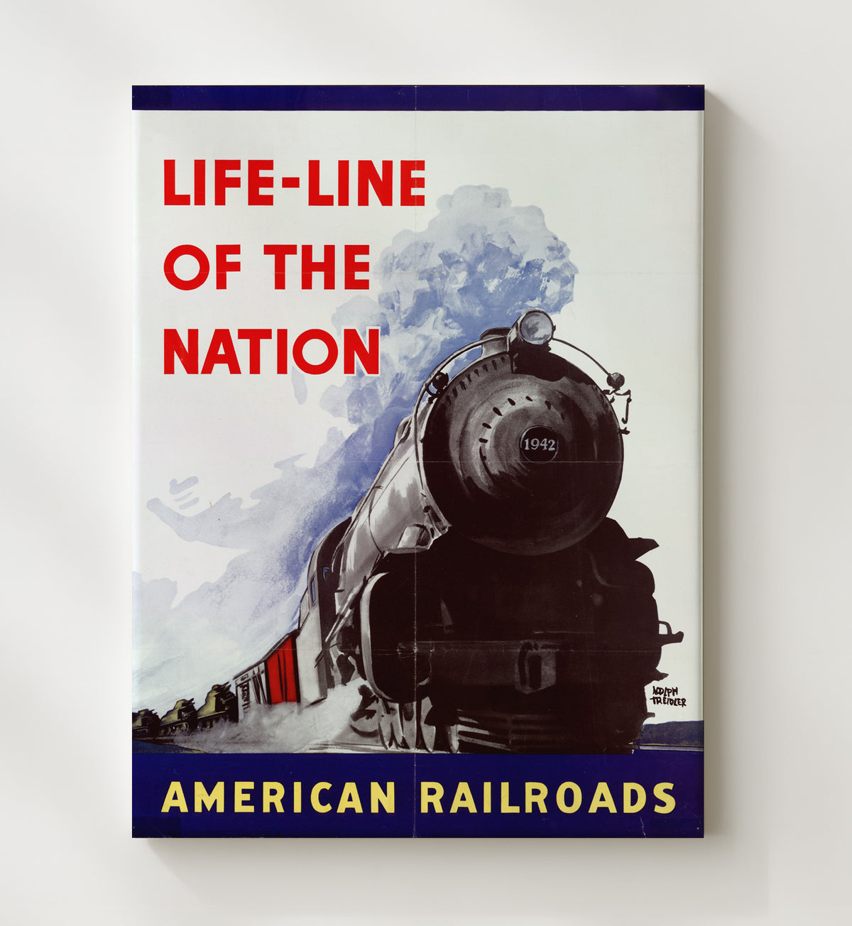 American Railroads Life Line of the Nation - Patriotic Map - 20x24 Canvas