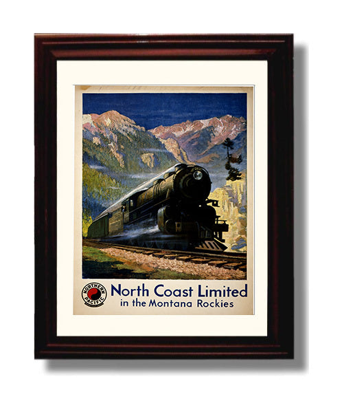 North Coast Limited - Northern Pacific - Montana Rockies - Montana Rockies Travel Art - Railroad Poster - 16x20 Gallery Frame