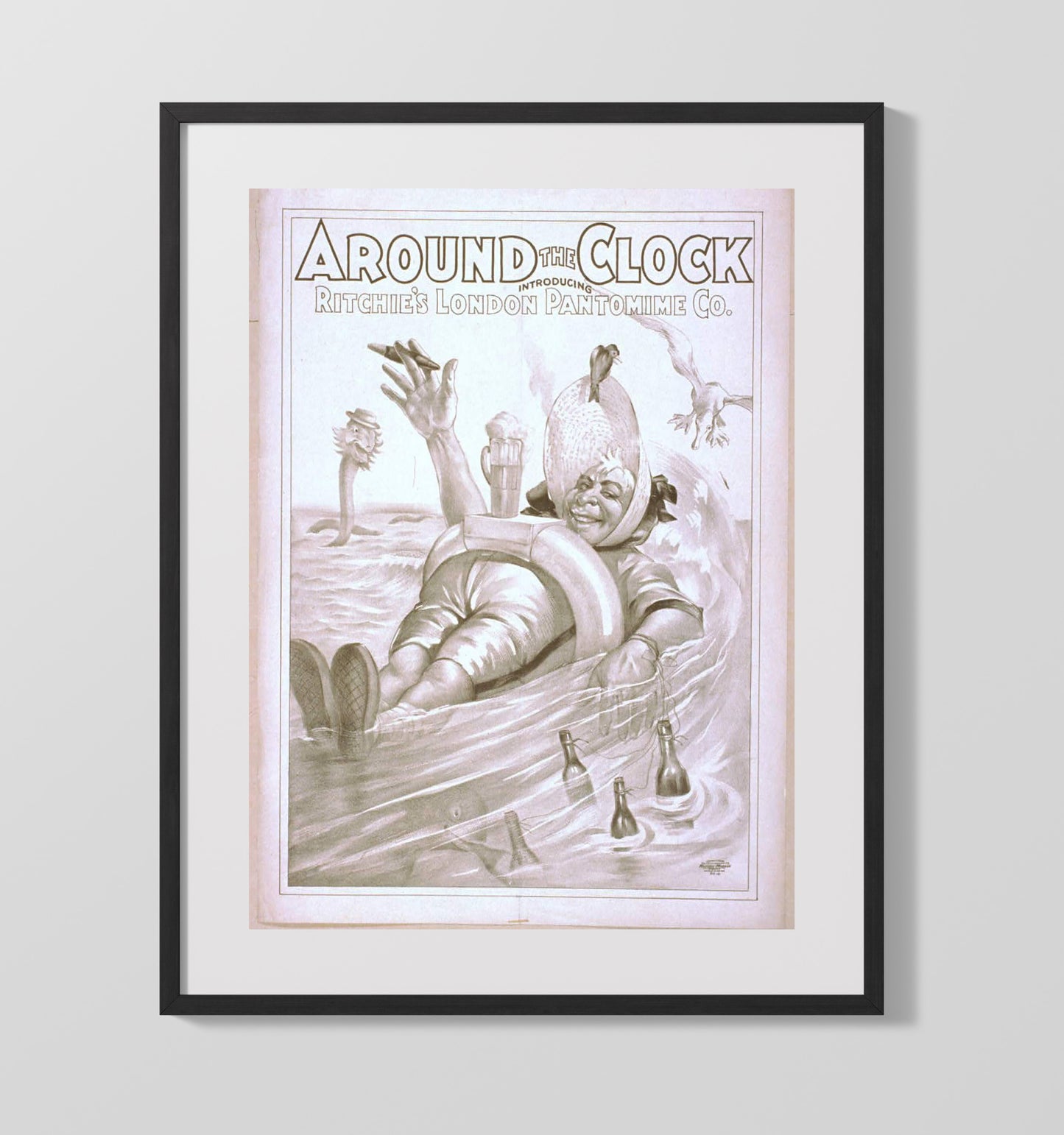 Around the Clock - Float of Follies - Theater Poster - 16x20 Gallery Frame