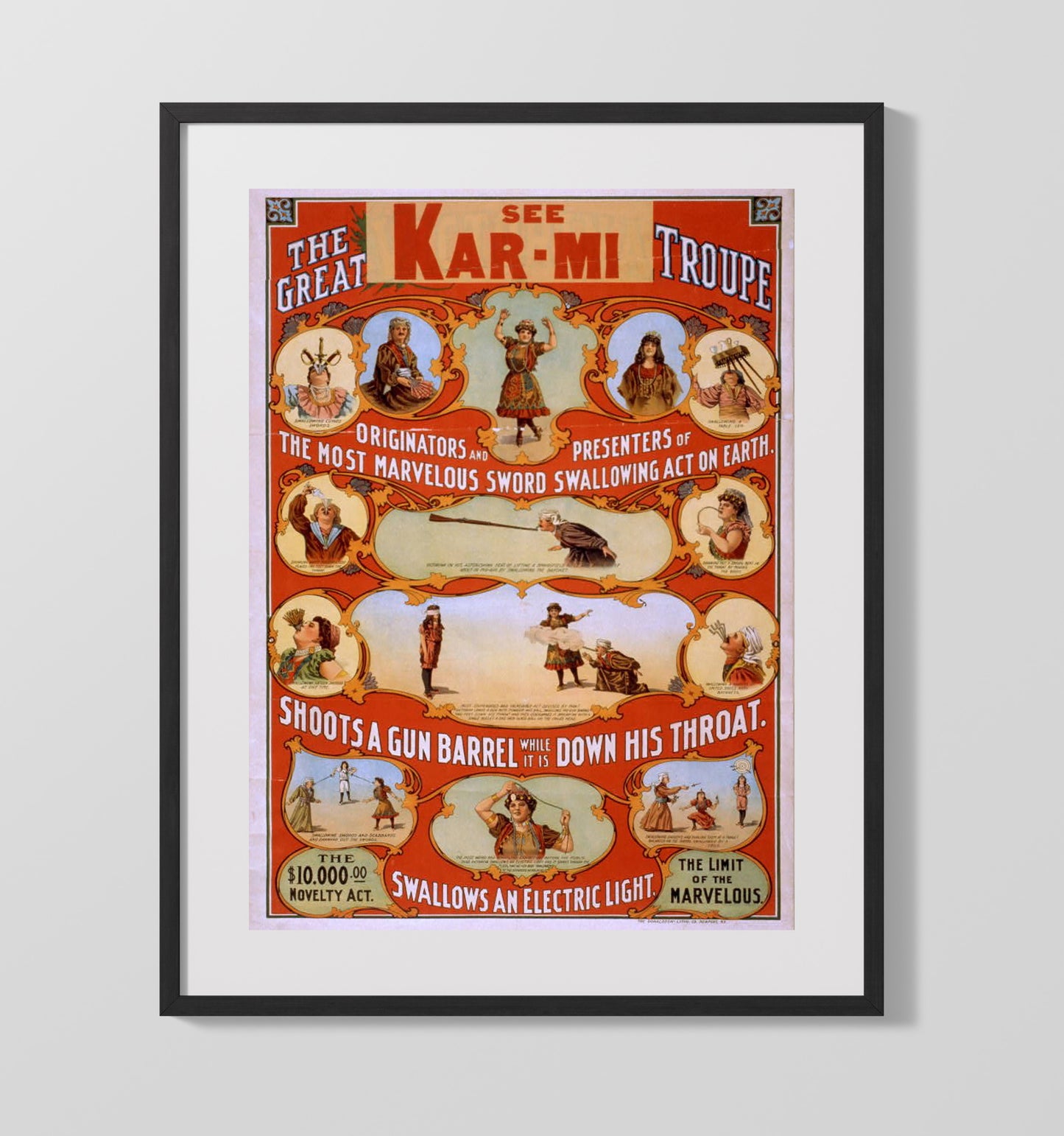 See KarMi the Great Troupe - Classic Stage Production - Theater Poster - 16x20 Gallery Frame