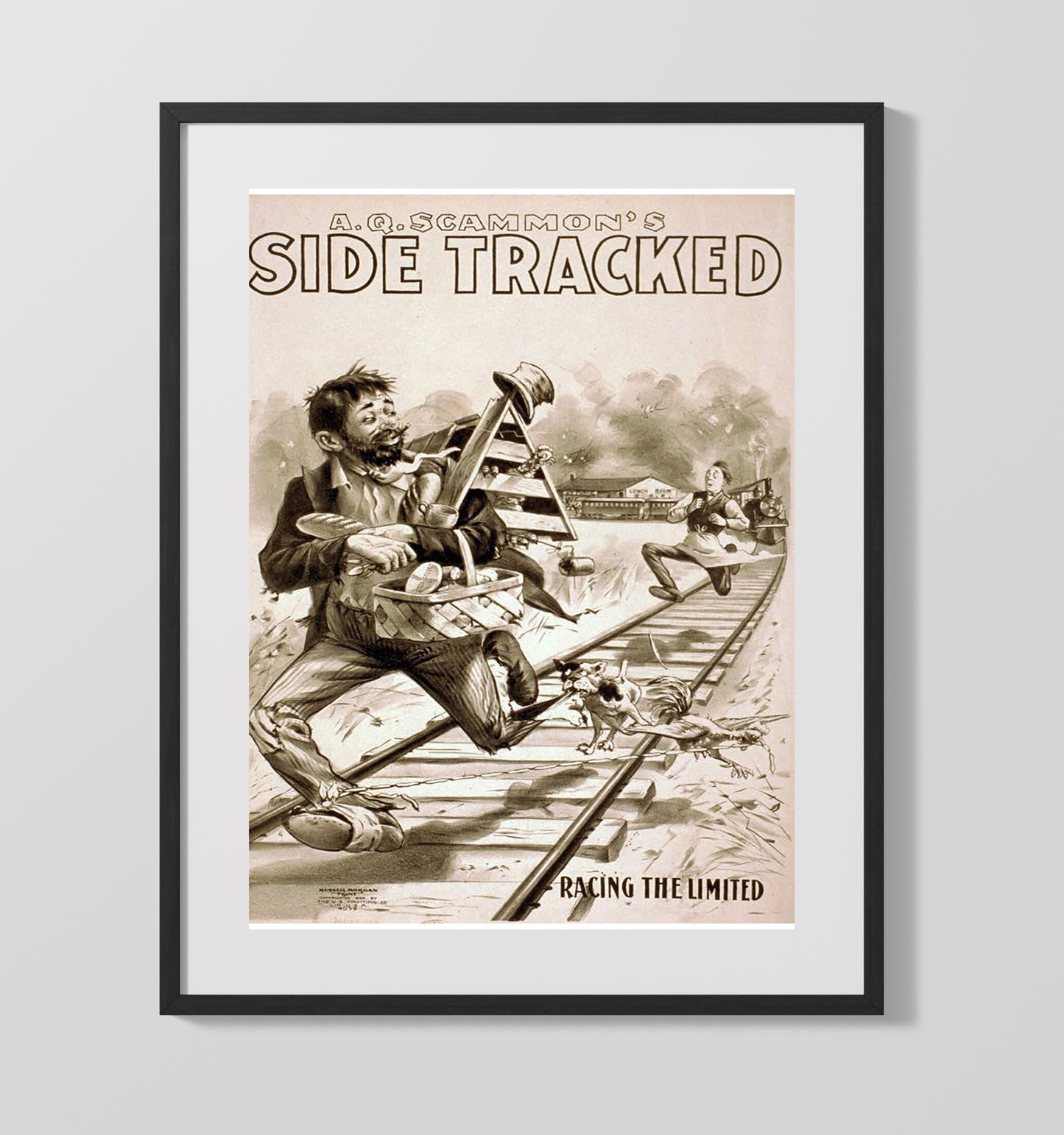 Side Tracked - Racing the Limited - Theater Poster - 16x20 Gallery Frame