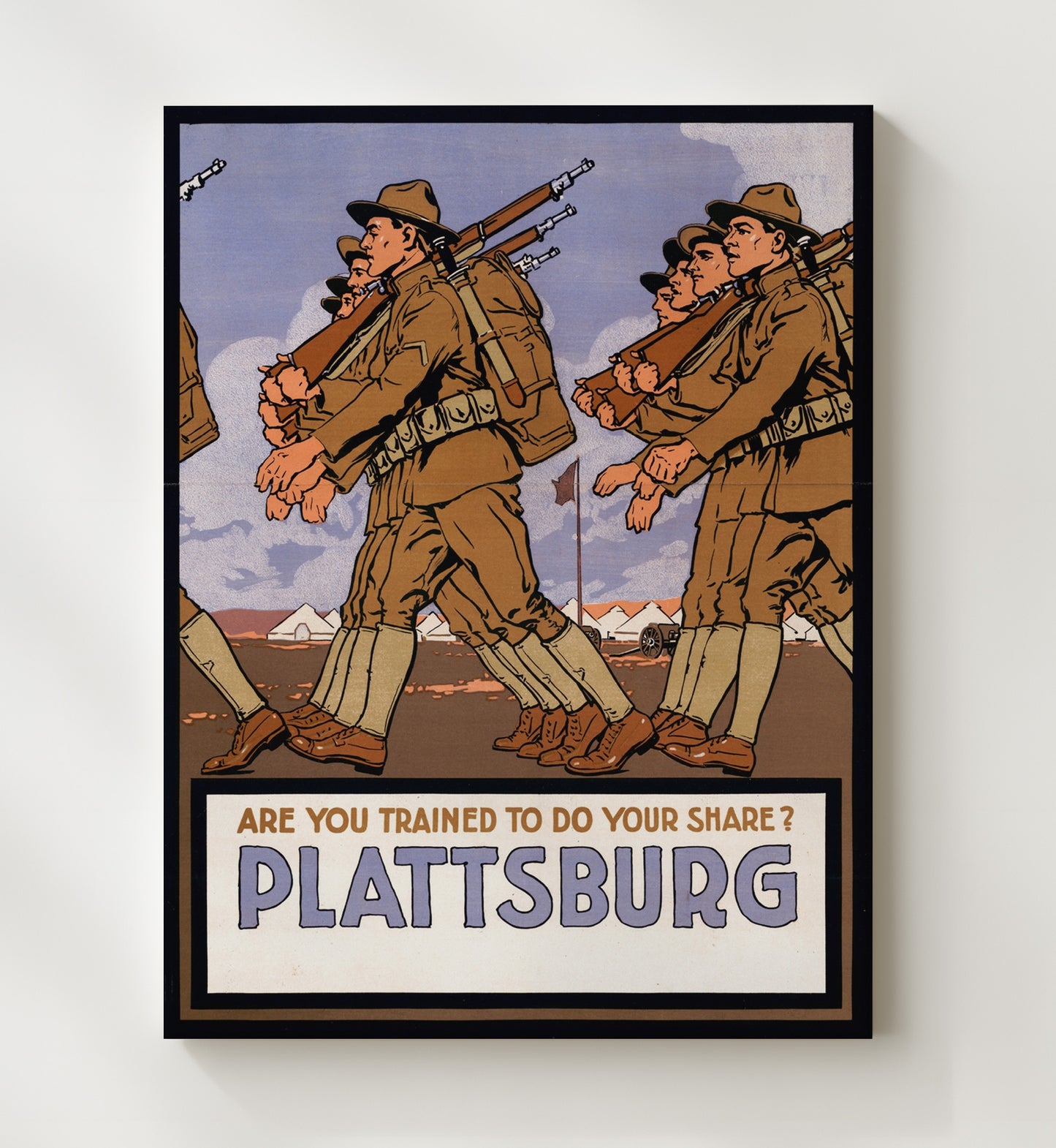 Are You Trained to Do Your Share Plattsburg vintage war poster canvas wall art 20x24 Canvas